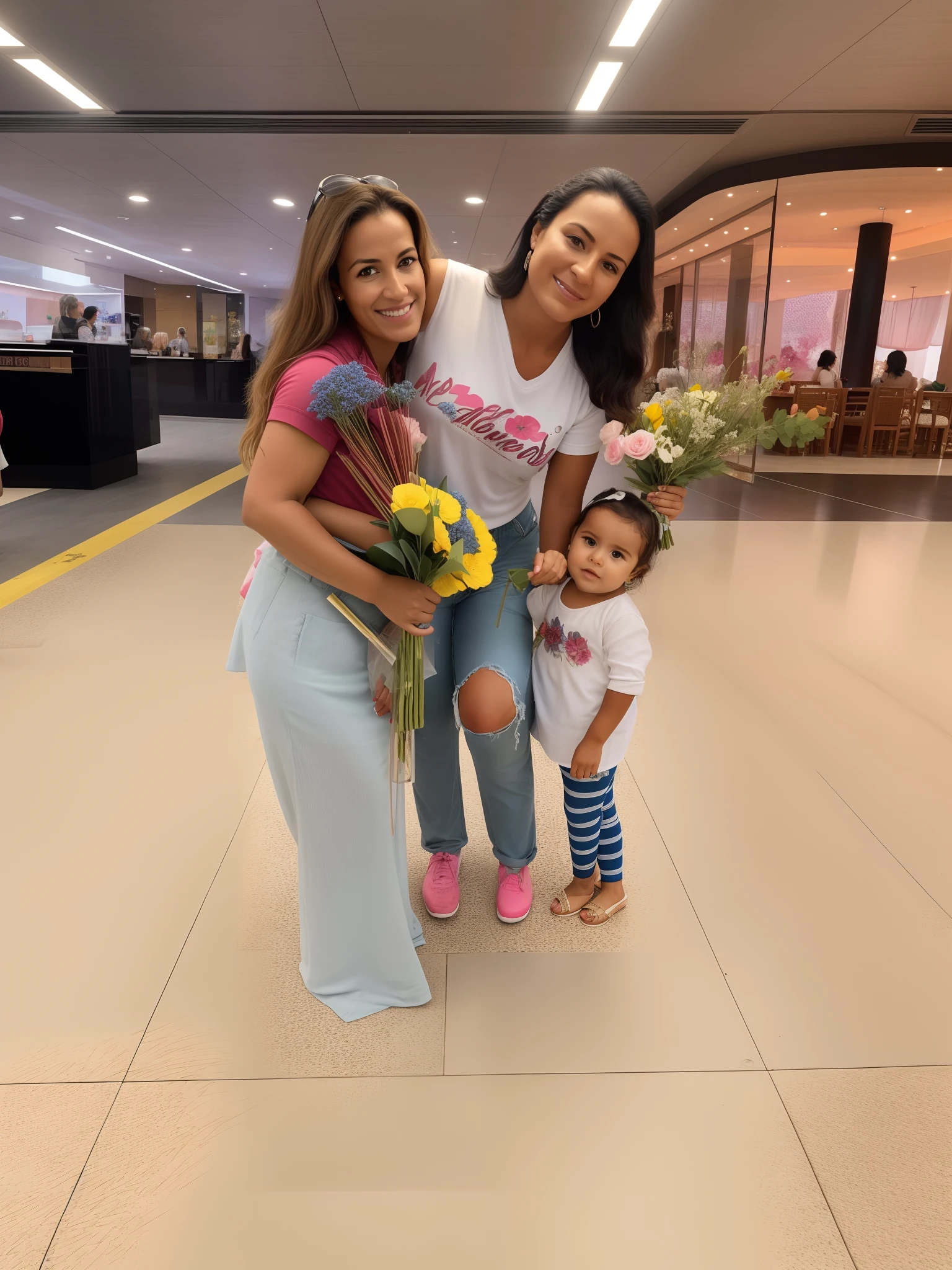 Araffes with a baby and a woman holding a bouquet of flowers, In Sao Paulo, 3 5 year brazilian mother, Malika Favre, by Amelia Peláez, pessoas bonitas, Directed by: Olivia Peguero, flores ao redor, com flores, Beautiful girls, abcdefghijklmnopqrstuvwxyz, Caroline Gariba, Alana Fletcher