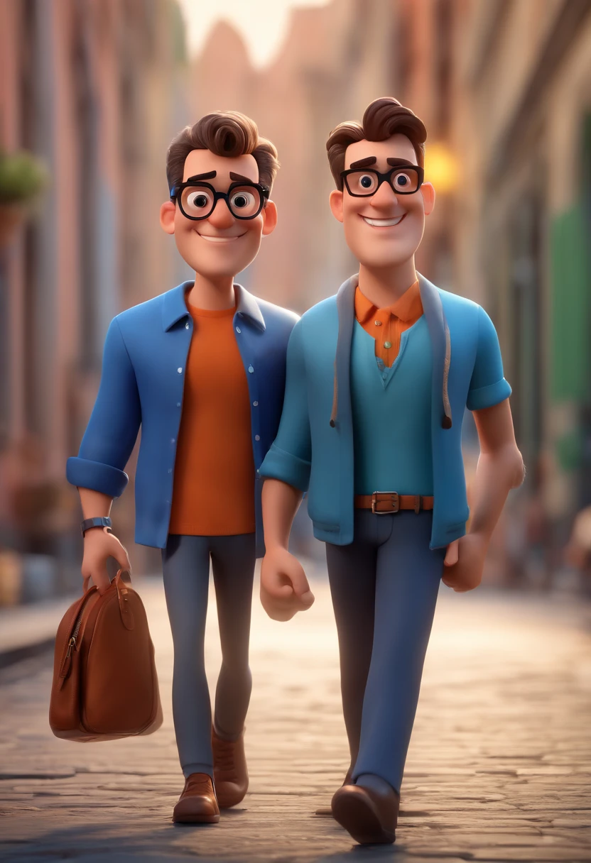 Cartoon character of a man with black glasses and a blue shirt, animation character, Caractere estilizado, animation style rendering, 3D estilizado, Arnold Maya render, 3 d render stylized, toon render keyshot, Personagem 3D, Personagem 3D, 3d rendering stylized, 3 d character render, personagem de desenho animado, Personagem de close up, Pose de personagem, (Estilo Pixar) (master part:1.2) (Bokeh) (best quality) (pele detalhada) (textura detalhada) (8k) (argila) (Cinematic lighting) (foco nítido