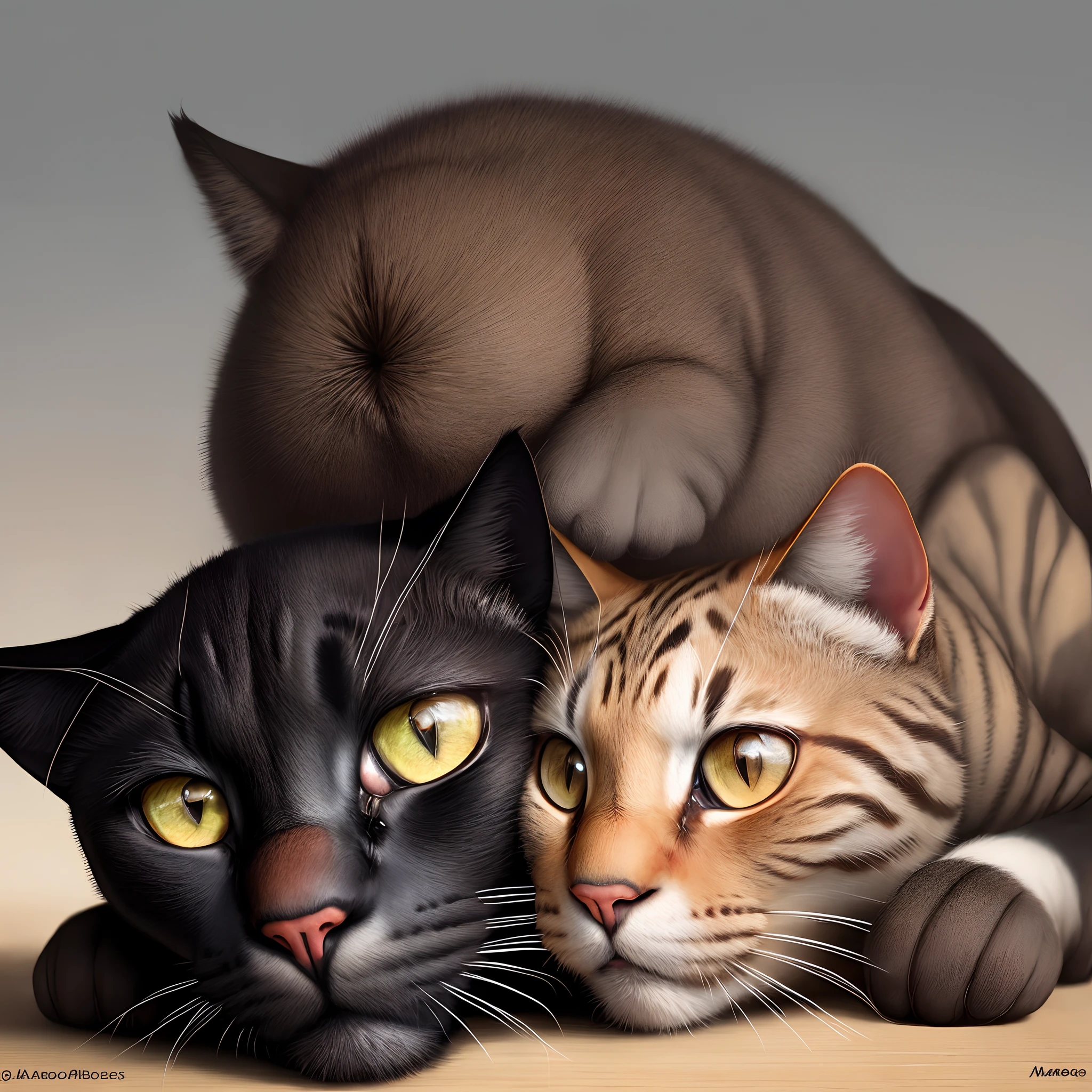 Gato preto grande e gordo, olhos amarelos