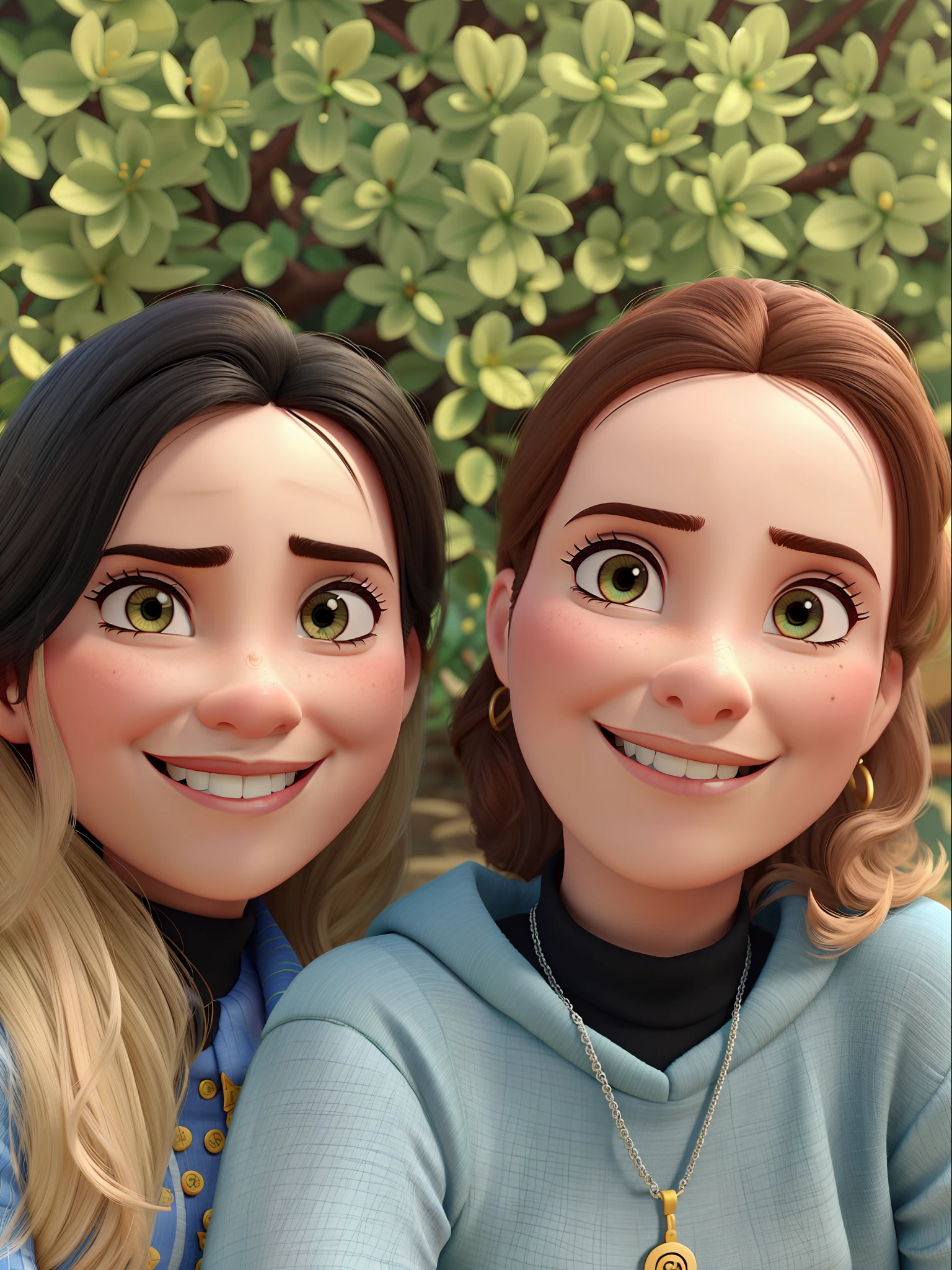 Duas mulheres estilo Disney pixar, melhor qualidade.