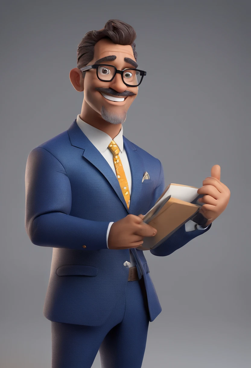 Cartoon character of a man with black glasses and a blue shirt, animation character, Caractere estilizado, animation style rendering, 3D estilizado, Arnold Maya render, 3 d render stylized, toon render keyshot, Personagem 3D, Personagem 3D, 3d rendering stylized, 3 d character render, personagem de desenho animado, Personagem de close up, Pose de personagem,  (Estilo Pixar) (master part:1.2) (Bokeh) (best quality) (pele detalhada) (textura detalhada) (8k) (argila) (Cinematic lighting) (foco nítido