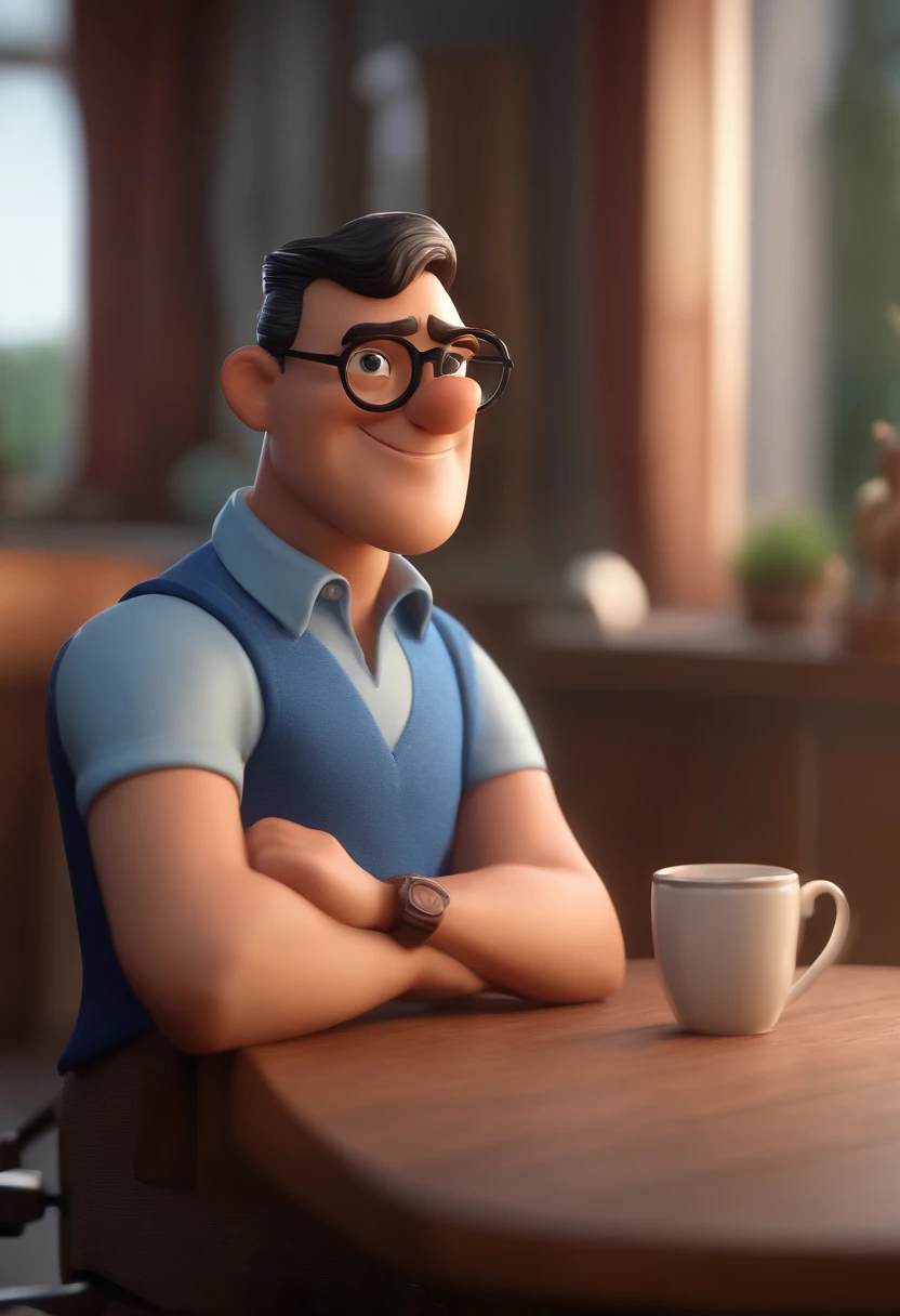 Smiling Man Illustration, Homem de pele marrom careca, rindo sorriso enorme, desenhando no estilo de Arte 3D, c4d, fundo de cor branco puro, estilo disney, estilo pixar render ilustracao Super Detalhe, 8k