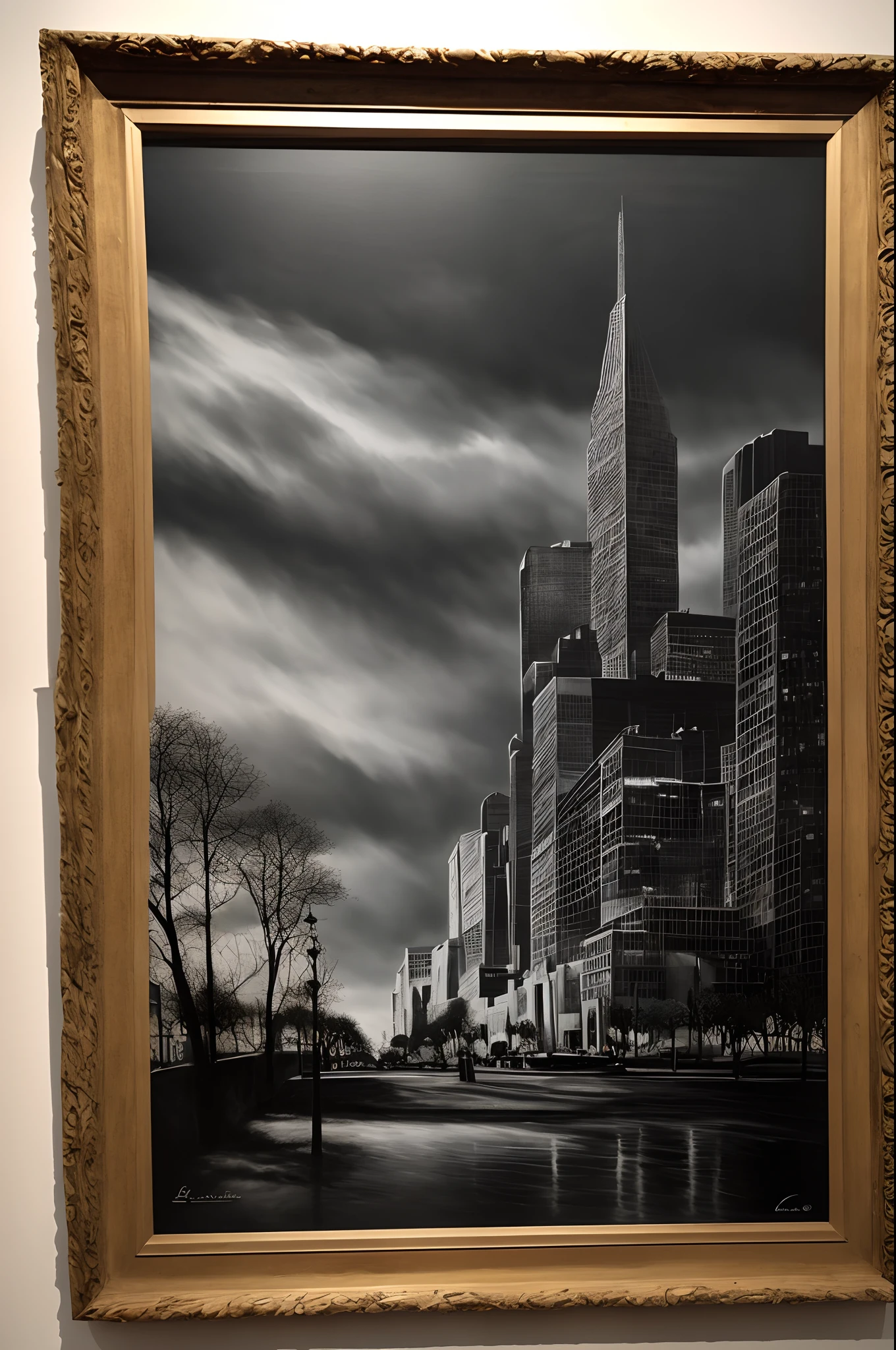 un tableau d'art noir carré avec des bors coloré dans un musée