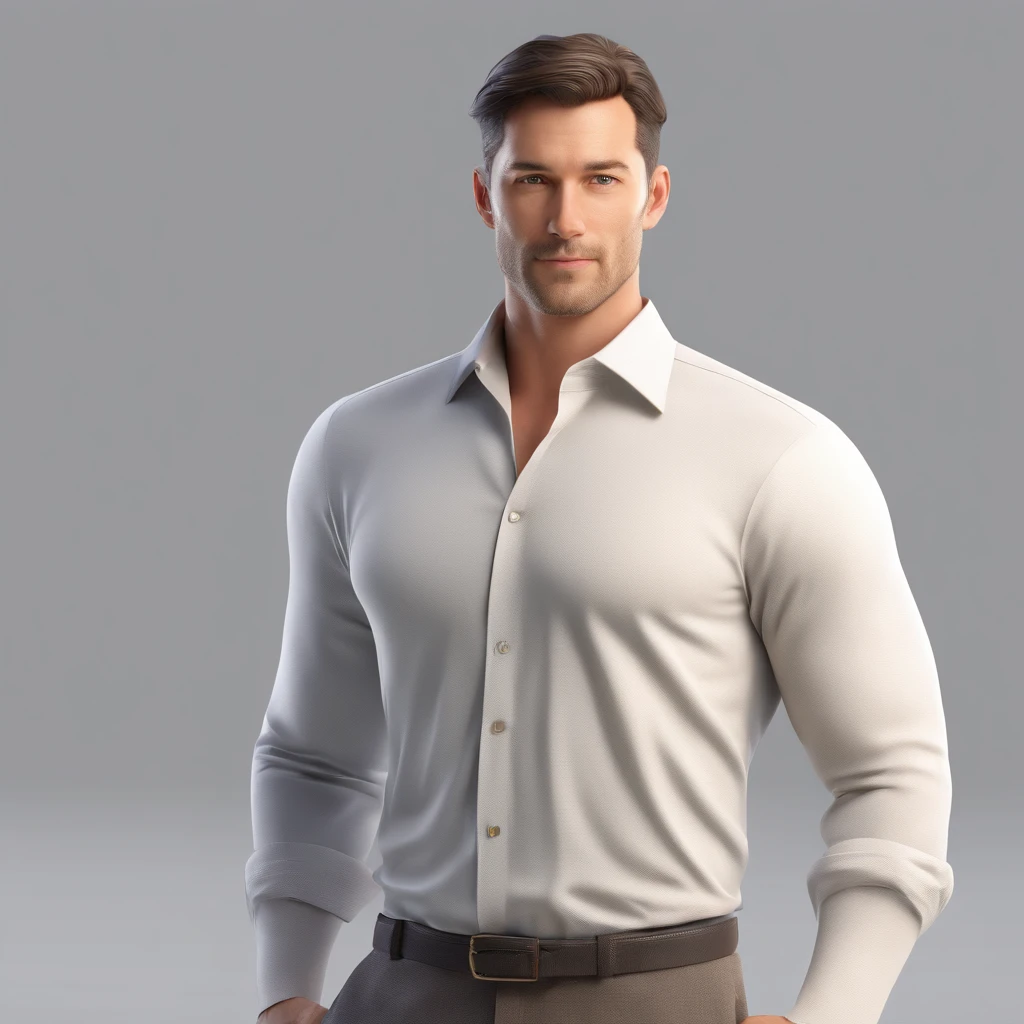 man in dress shirt, looking back, full body, white background