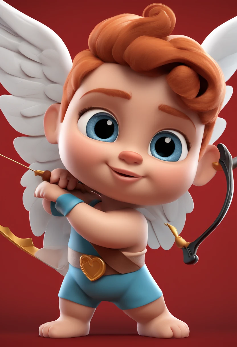 Cartoon character of a cupid with a bow and arrow in heart-shaped shape, com uma tanga branca e asas brancas, animation character, Caractere estilizado, animation style rendering, 3D estilizado, Arnold Maya render, 3 d render stylized, toon render keyshot, Personagem 3D, Personagem 3D, 3d rendering stylized, 3 d character render, personagem de desenho animado, Personagem de close up, Pose de personagem, (Estilo Pixar) (master part:1.2) (Bokeh) (melhor qualidade) (pele detalhada) (textura detalhada) (8k) (argila) (Cinematic lighting) (foco nítido