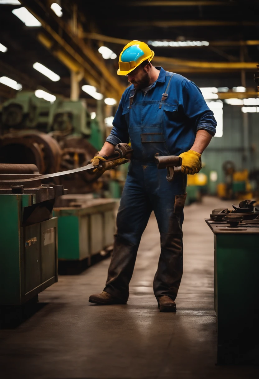 Worker of a steel cutting and bending plant, Superhero style