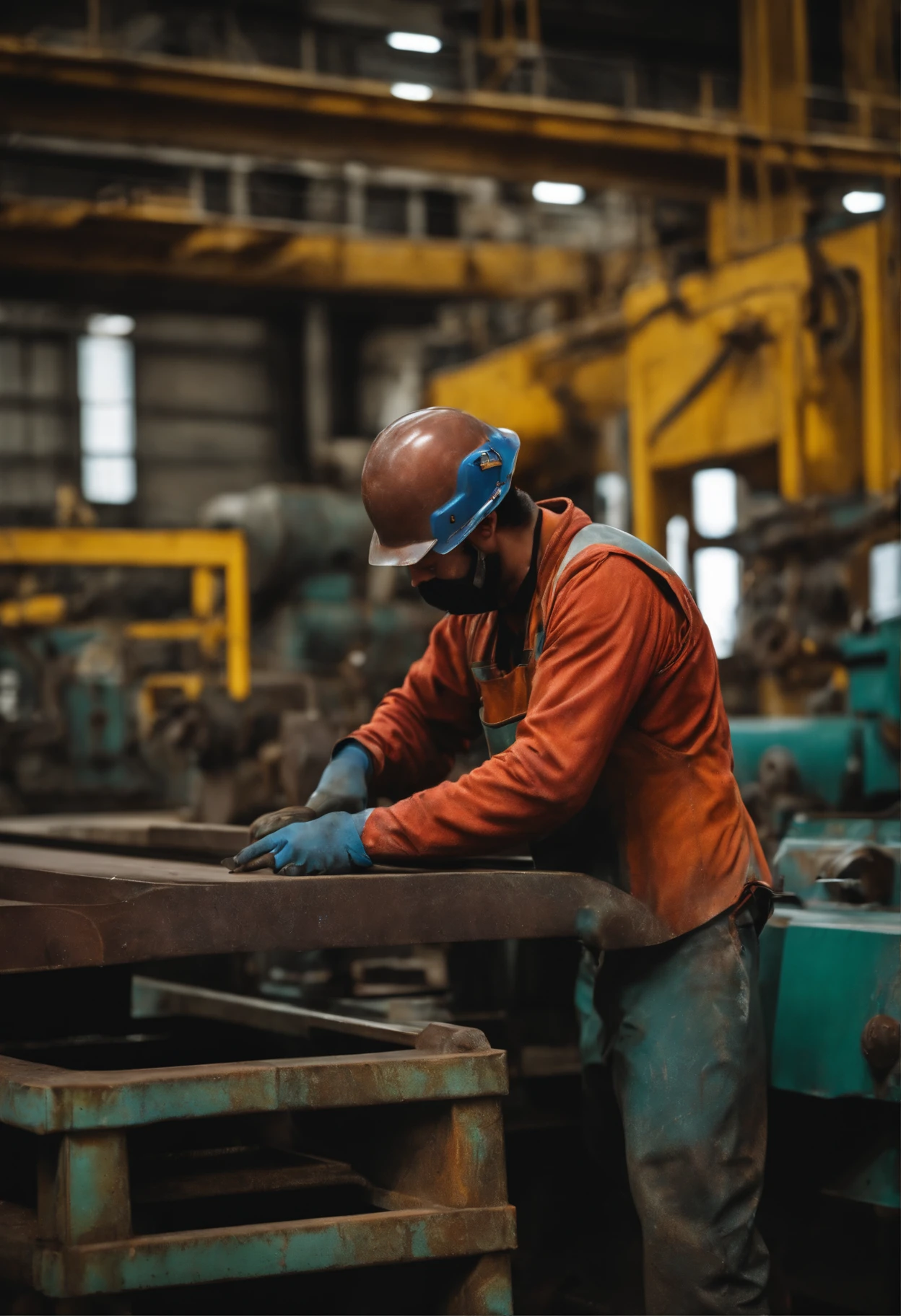 Worker of a steel cutting and bending plant, Superhero style
