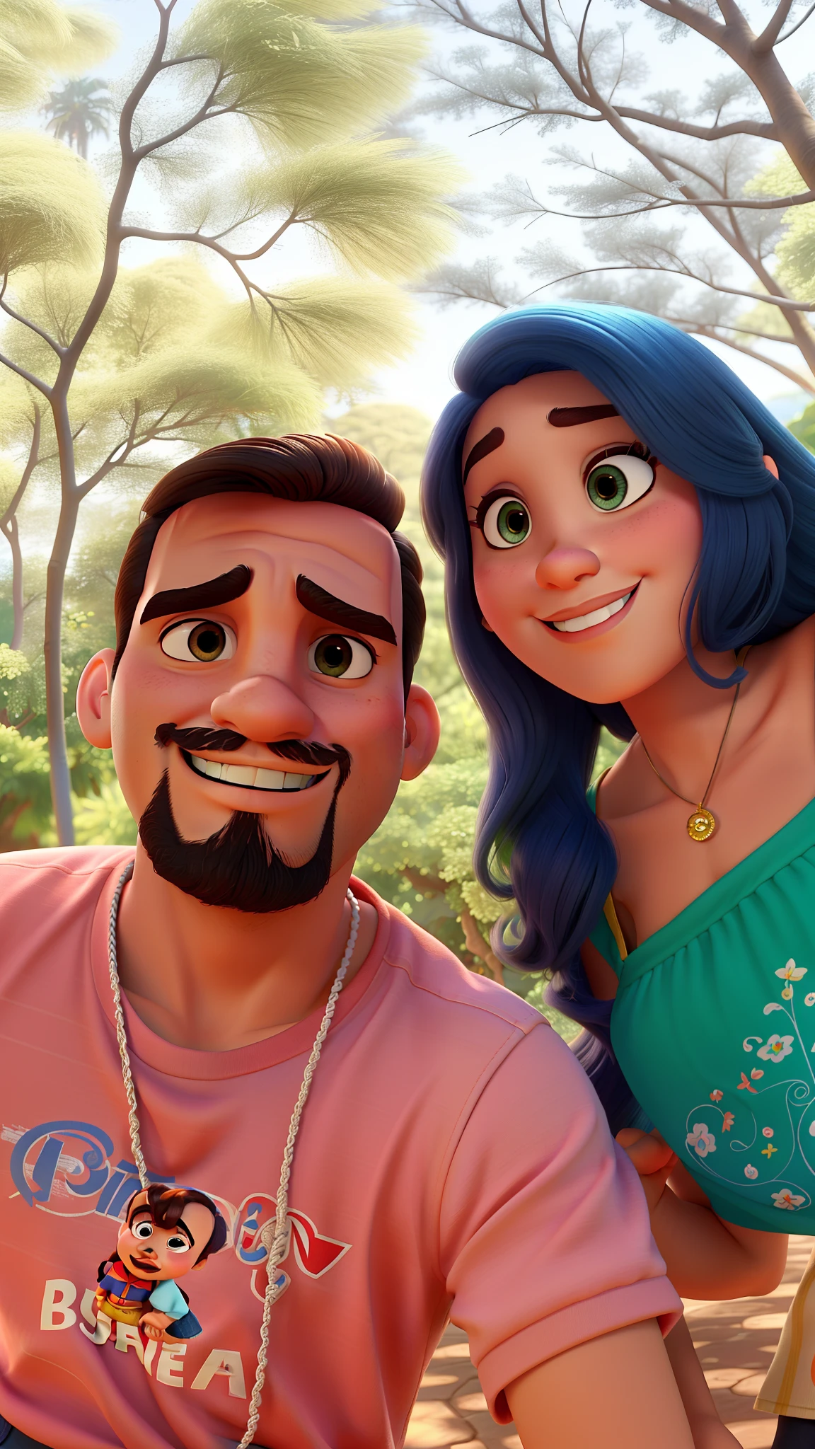 Casal estilo disney pixar melhor qualidade alta qualidade. Homem moreno cabelo comprido crespo barba e mulher loira olhos azuis cabelos longos lisos