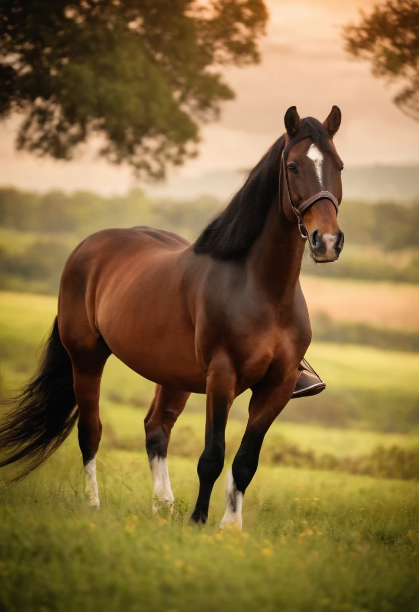 Homem a cavalo no meio do campo