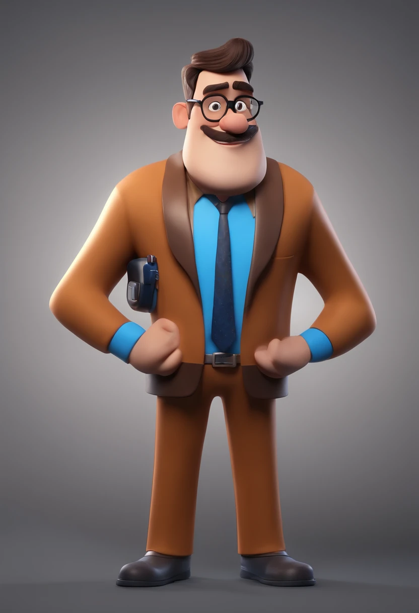 Cartoon character of a man wearing black glasses and a blue shirt, animation character, Caractere estilizado, Rendering Animation Styles, 3D estilizado, Arnold Maya render, 3D render estilizado, Toon renderizar keyshot, Personagem 3D, Personagem 3D, 3d rendering stylized, 3 d character render, Personagem de desenho animado, Personagem de close-up, Pose do personagem, (Estilo Pixar) (Obra prima:1.2) (Bokeh) (melhor qualidade) (Pele detalhada) (Textura detalhada) (8k) (argila) (Cinematic lighting) (foco nítido