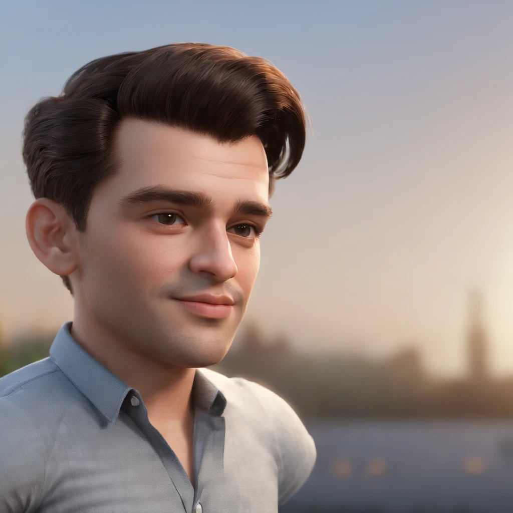 personagem dos desenhos animados de um JOVEM de cabelo preto vestindo camisa xadrez, sentado em frente a uma mesa de trabalho, com o  computador trabalhando, animation character, Caractere estilizado, animation style rendering, 3D estilizado, Arnold Maya render, 3 d render stylized, toon render keyshot, Personagem 3D, Personagem 3D, 3d rendering stylized, 3 d character render, personagem de desenho animado, Personagem de close up, Pose de personagem, (Estilo Pixar) (master part:1.2) (Bokeh) (melhor qualidade) (pele detalhada) (textura detalhada) (8k) (argila) (Cinematic lighting) (foco nítido