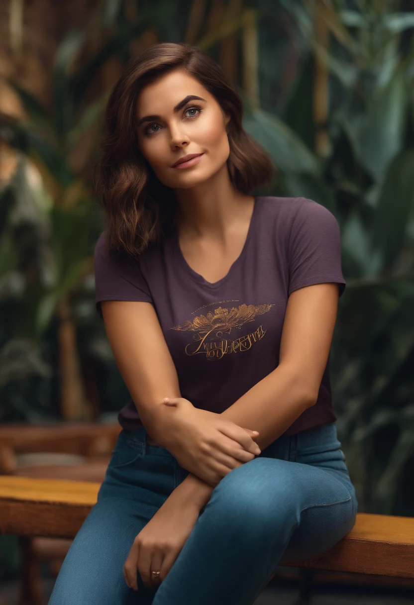 filme Marketing 2023 estilo filmes Pixar, Com nome "N - Marketing", poster, With short, lighter brunette hair and a black t-shirt in front of her crossed arms.