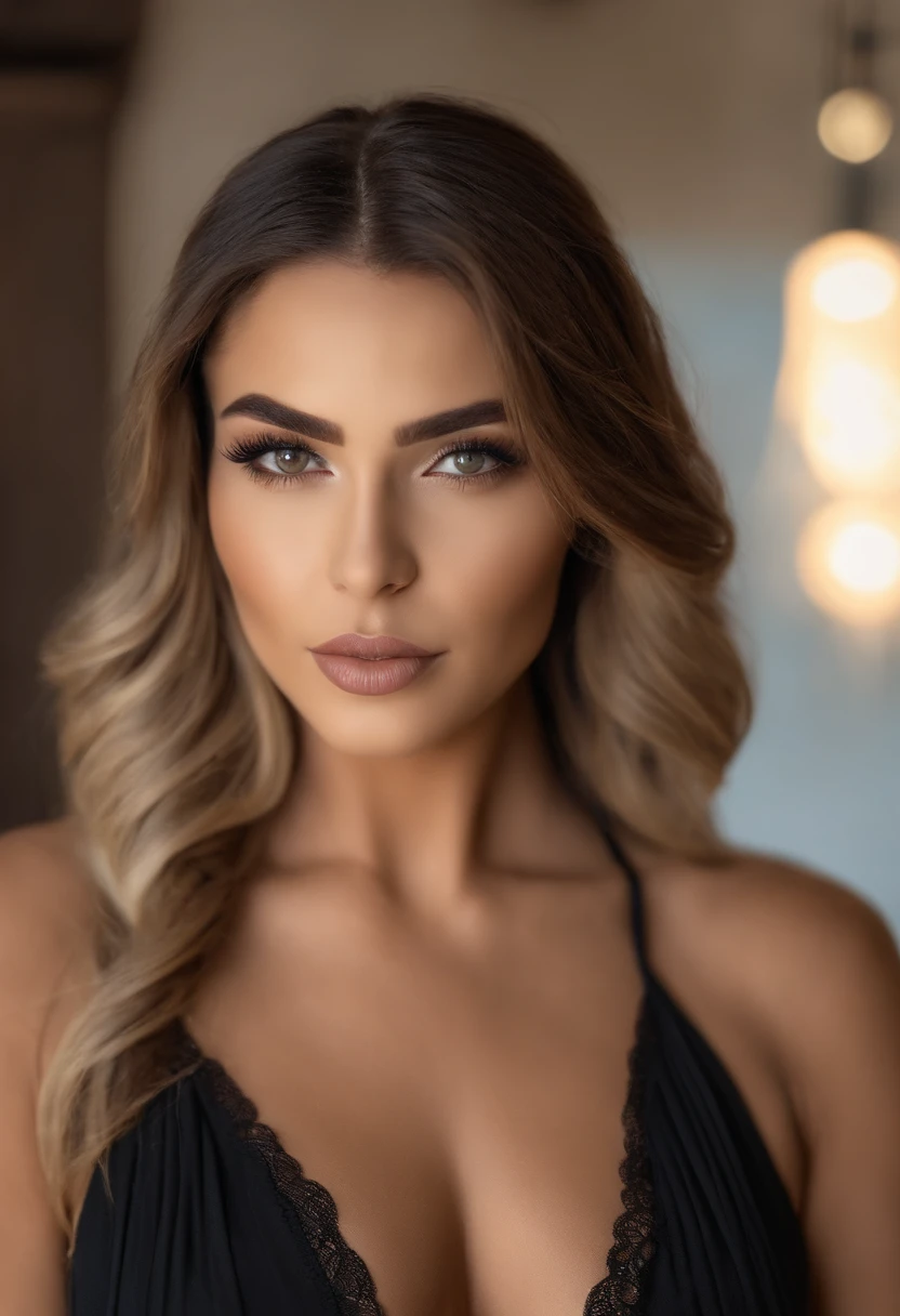 Super hyper realistic pornstar model in lingerie with a bootylicious ass and firm boobs that looks at you in a very sexy way like she wants you now
