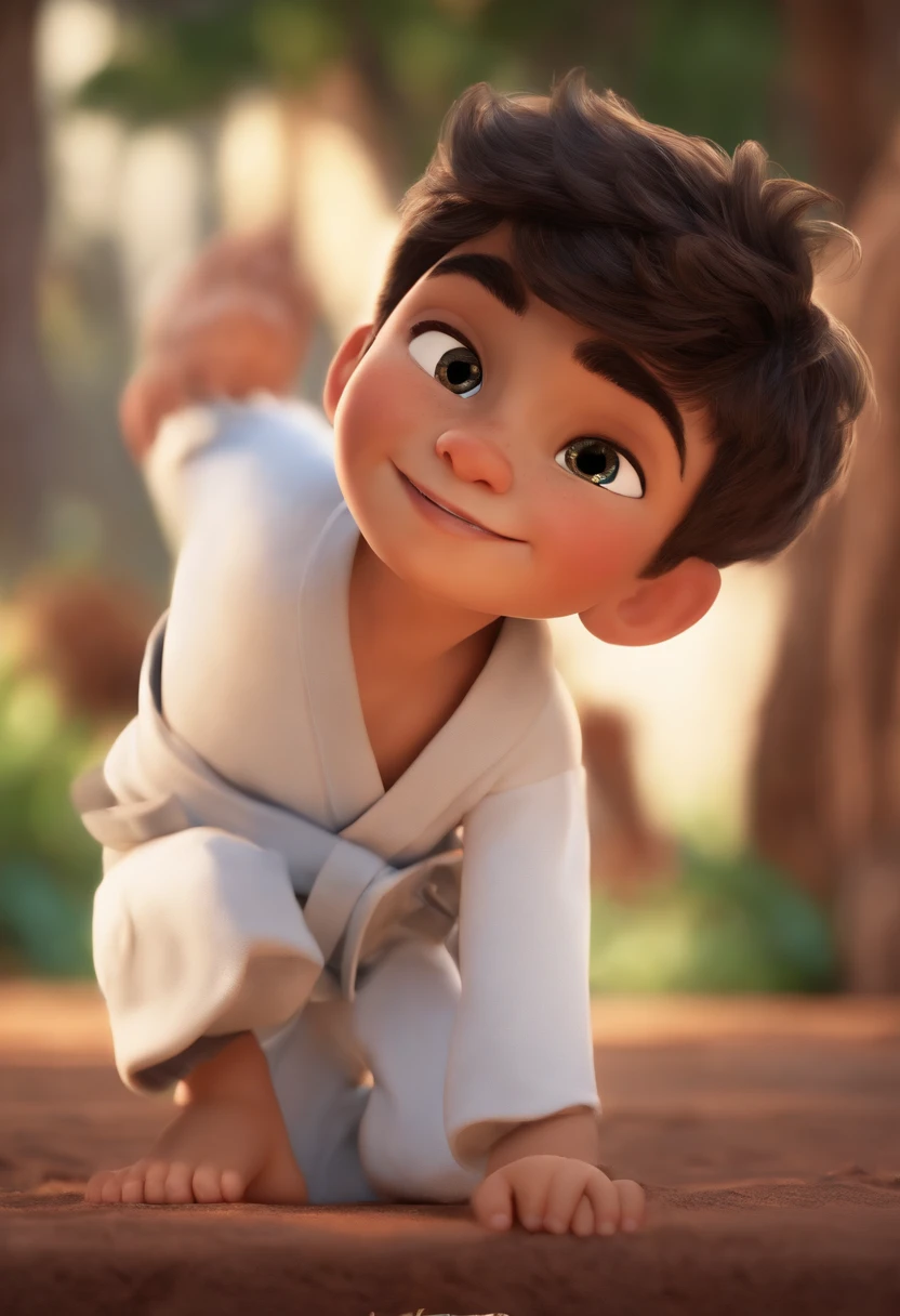 personagem dos desenhos animados de um de 15 anos, com olhos verdes, kimono de jiu jitsu, on a first-place podium , animation character, Caractere estilizado, animation style rendering, 3D estilizado, Arnold Maya render, 3 d render stylized, toon render keyshot, Personagem 3D, Personagem 3D, 3d rendering stylized, 3 d character render, personagem de desenho animado, Personagem de close up, Pose de personagem, (Estilo Pixar) (master part:1.2) (Bokeh) (best quality) (pele detalhada) (textura detalhada) (8k) (argila) (Cinematic lighting) (foco nítido