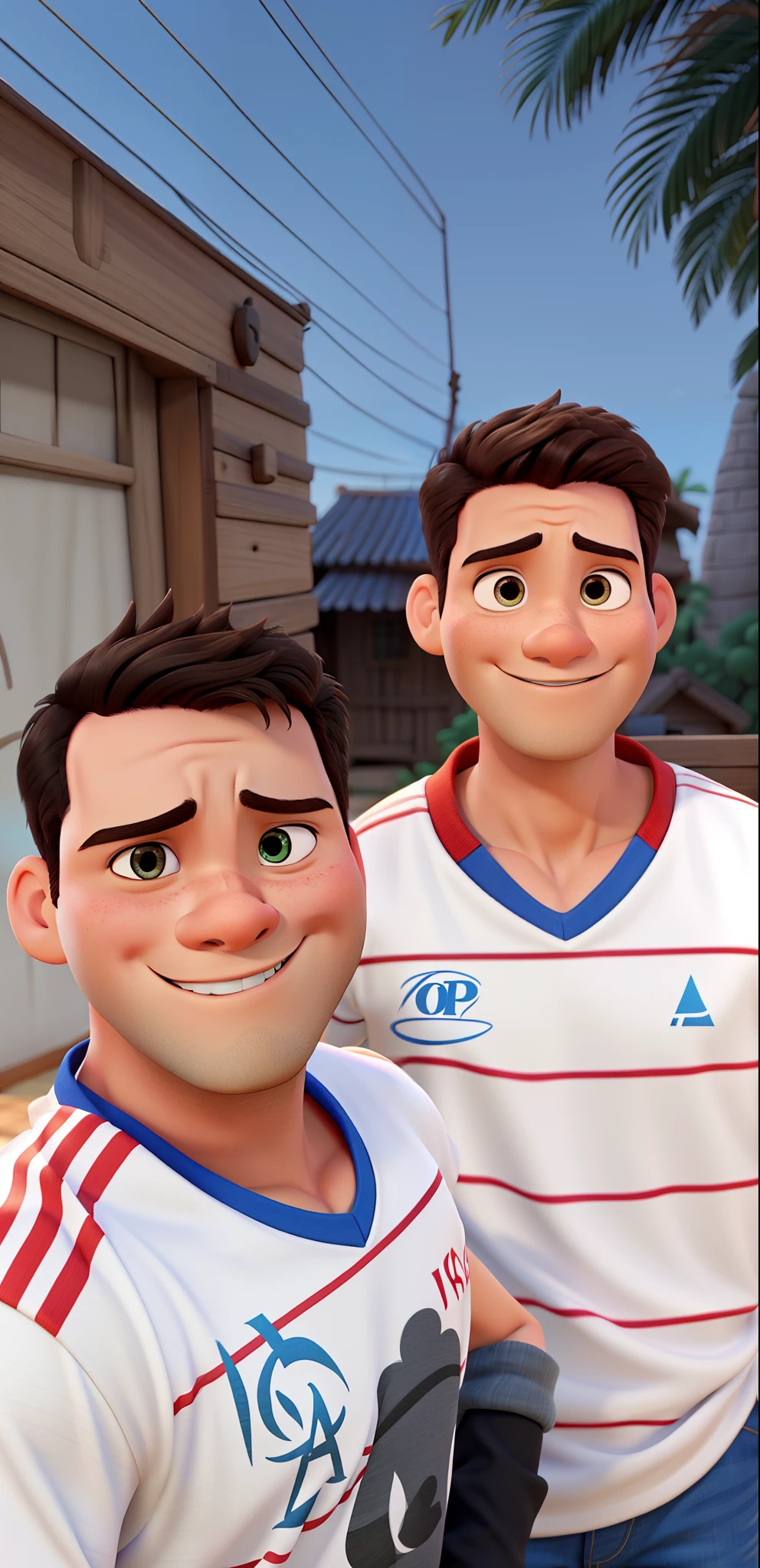 Pai e filho no estilo disney pixar, alta qualidade, melhor qualidade