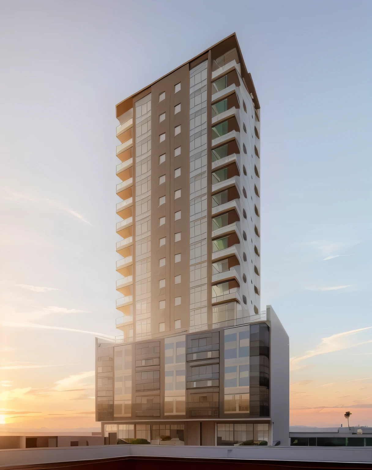 Luxury building on a sunny day, Open Space Loft Villa de vidro, moderno, Dynamic (Foto RAW, real, melhor qualidade, piece of master:1.2), (Ultra photo realism, realista:1.2), alta qualidade, (Bright Sunny Day Lighting:1.2), Uplighting, Layout, varandas, blue skies, sem nuvens, dia ensolarado, 12:00h, meio do dia, sol em cima, nascer do sol
