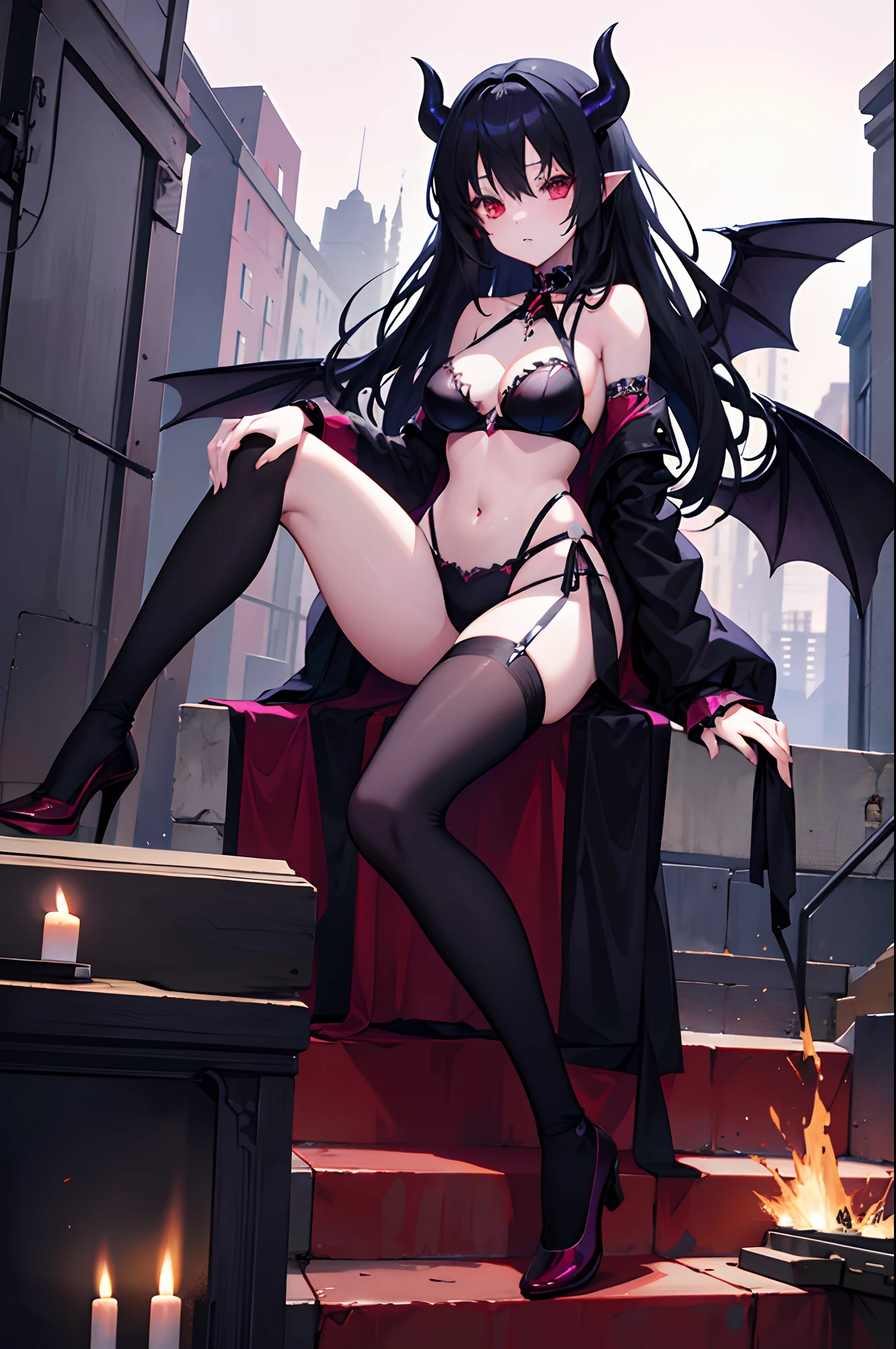 hot anime girl, gothic anime girl, succubus, historical background, high res, ultra sharp, 8k, high quality