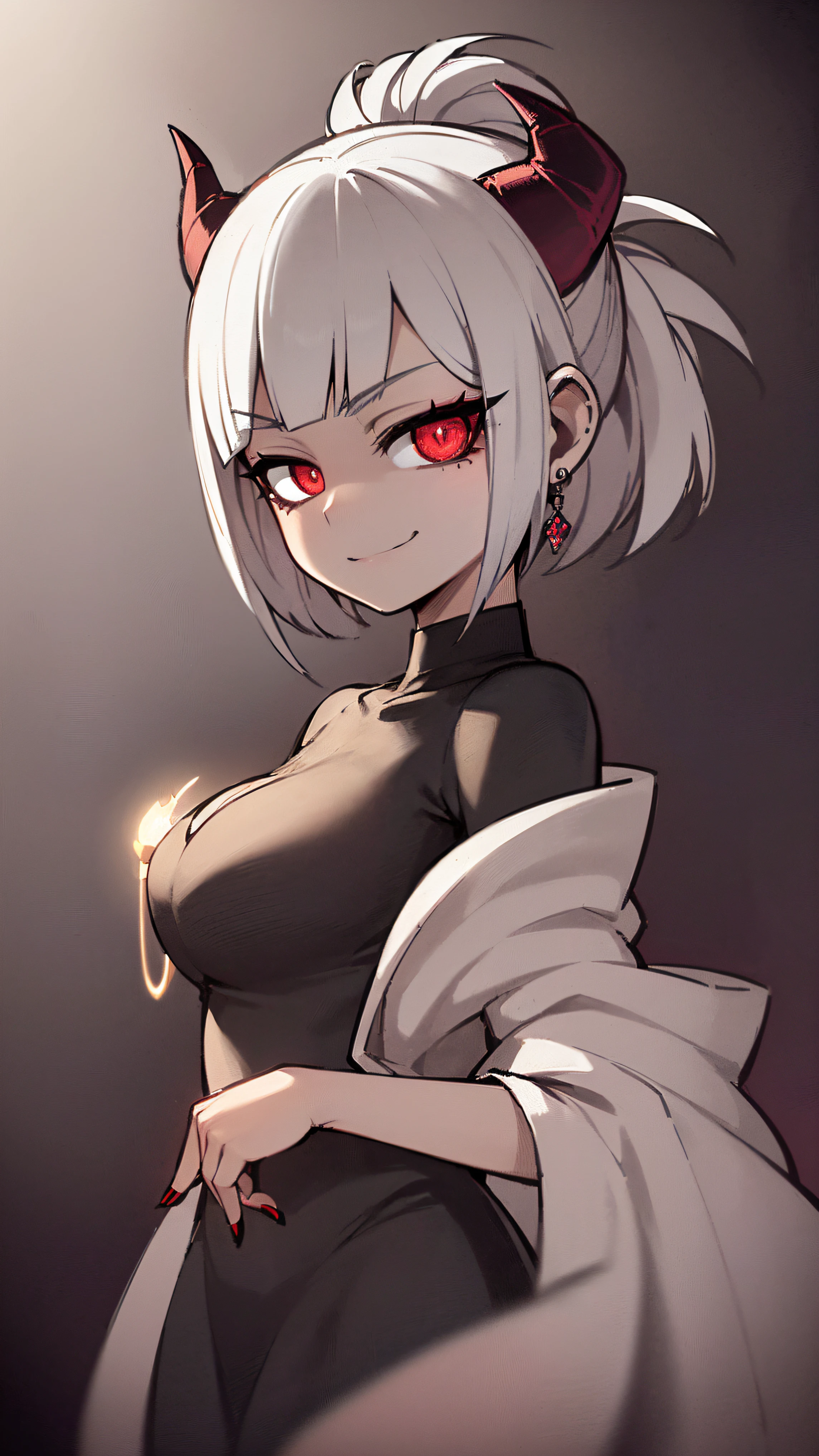 BLACKLIGHT, ((NSFW)), ((Small Boobs)), realistic art, extremely delicate and beautiful, ultra-detailed, (1girl), ((Red eyes)), floating, detailed light, illustration, dynamic angle, depth of field, ((((milf)))), girly, ((Red and White hair, multicoloured hair, Red highlights hair, (Ponytail), hair ornament, hair flower, flower, makeup, braid, smile)), demon eyes, fangs, pale white skin, (((best quality, 1girl, (skindentation), (blur background:0.6), (casual yet stylish, ((Demon Horns)), ), gorgeous, (short hair:1.5), soft lighting, wind, (front light:1.5), surprised, choker, smile, jewelry, earrings))), (ultra high res, best quality,), (8k, raw photo, best quality, masterpiece), technological sense, best quality, masterpiece, illustration,CG ,unity ,wallpaper, official art, Amazing, finely detail, an extremely delicate and beautiful,extremely detailed, highly detailed, sharp focus,rich background, (real person,photograph), ((high detailed skin)), ((( , (crazy eyes:1.3), (wide-eyed:1.2), (glowing eyes), (Demon) ))), (((a close up of a person with a weird face and nails, gothic maiden anime girl, gothic - cyberpunk, cyberpunk horror style, gothic art style, detailed digital anime art, gothic art, demon anime girl, gothic girl face, anime style 4 k, dark art style, anime cyberpunk art, gothic aesthetic, 1 7 - year - old anime goth girl, gothic horror vibes)))