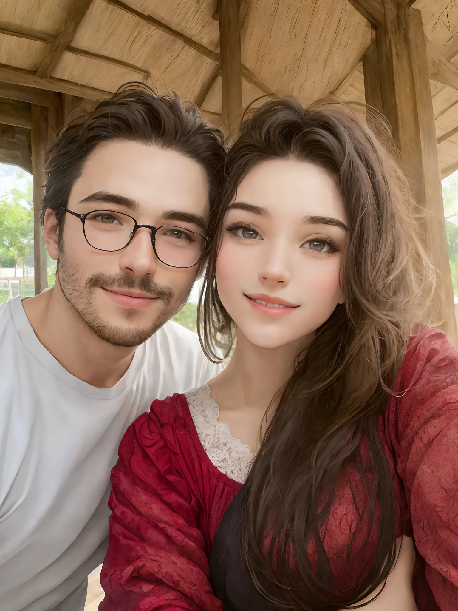there is a man and woman posing for a picture together, imagem de perfil,