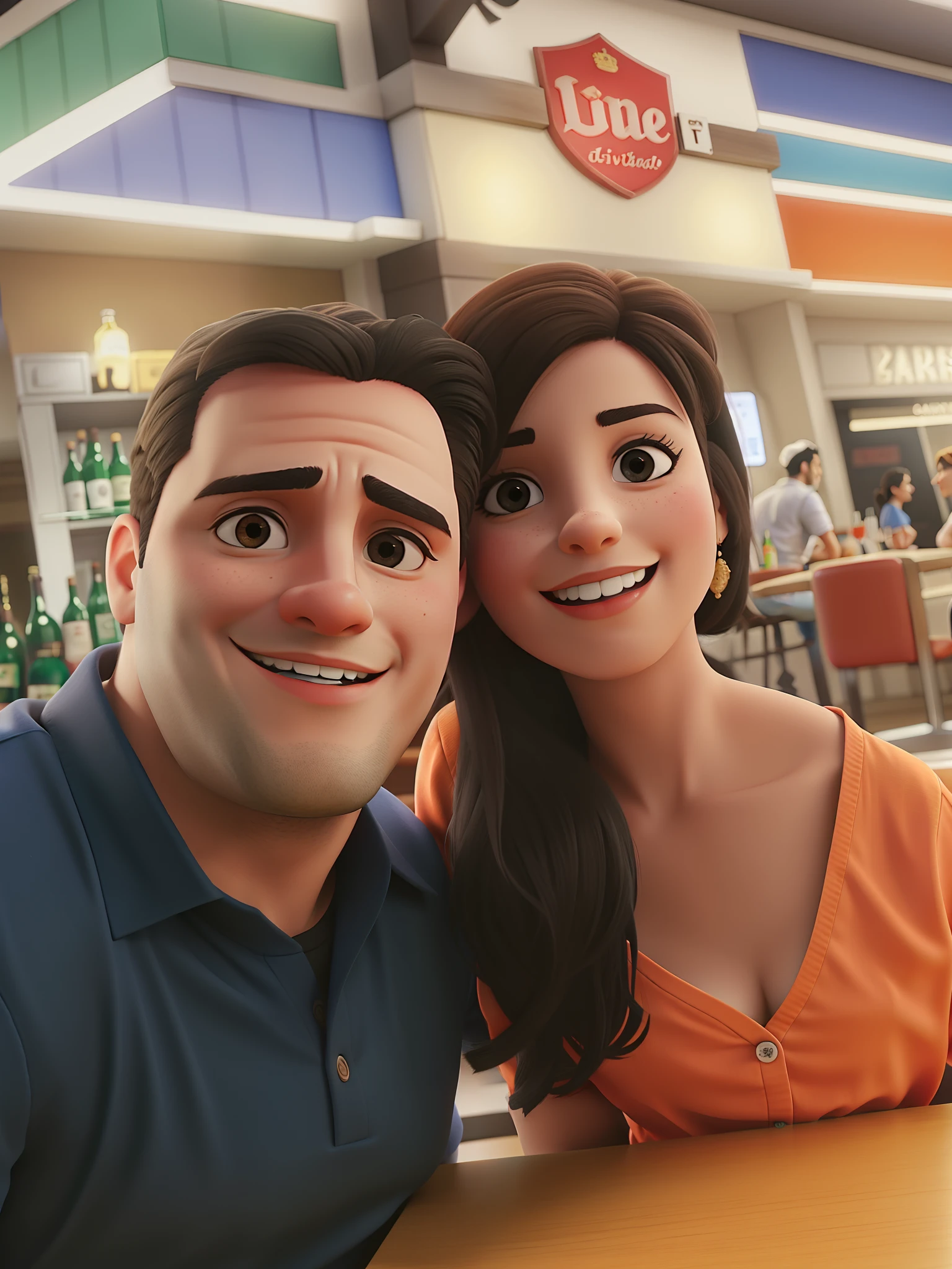 casal num bar se divertindo bebendo