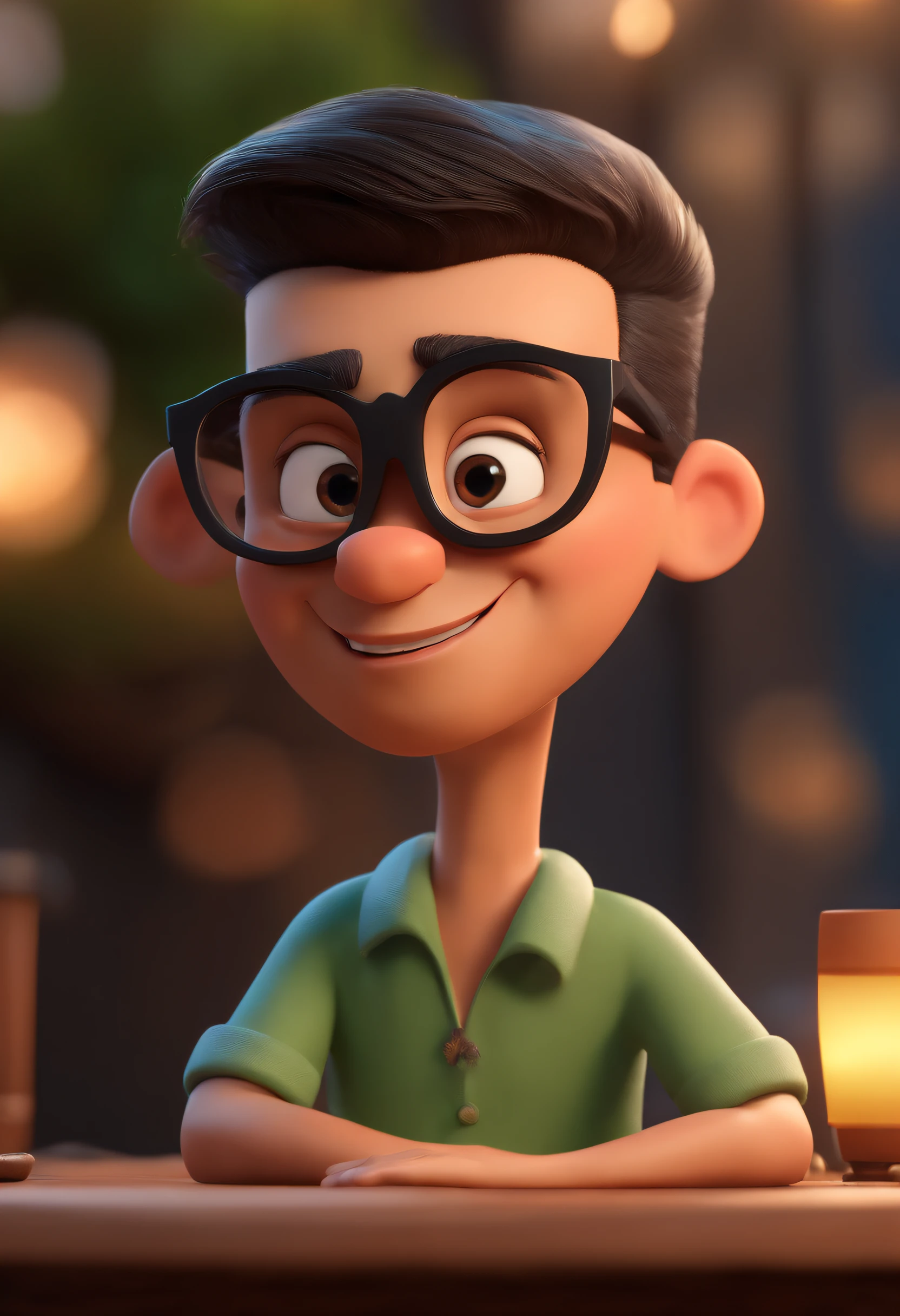 Cartoon character of a man with black glasses and a blue shirt, animation character, Caractere estilizado, animation style rendering, 3D estilizado, Arnold Maya render, 3 d render stylized, toon render keyshot, Personagem 3D, Personagem 3D, 3d rendering stylized, 3 d character render, personagem de desenho animado, Personagem de close up, Pose de personagem, (Estilo Pixar) (master part:1.2) (Bokeh) (best quality) (pele detalhada) (textura detalhada) (8k) (argila) (Cinematic lighting) (foco nítido