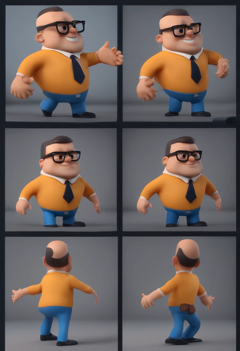 Cartoon character of a man wearing black glasses and a blue shirt, um personagem animado, Caractere estilizado, animation style rendering, 3D estilizado, Arnold Maya render, 3 d render stylized, toon render keyshot, Personagem 3D, Personagem 3D, 3d rendering stylized, 3 d character render, personagem de desenho animado, Personagem de close up, Pose de personagem, (Estilo Pixar) (master part:1.2) (Bokeh) (best quality) (pele detalhada) (textura detalhada) (8k) (argila) (Cinematic lighting) (foco nítido,Senta e vaza a parte superior do corpo