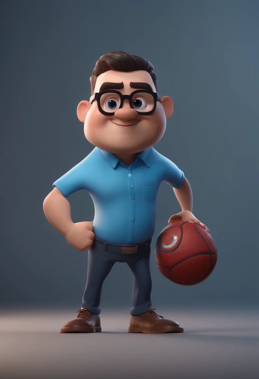 Cartoon character of a man with black glasses and a blue shirt, animation character, Caractere estilizado, animation style rendering, 3D estilizado, Arnold Maya render, 3 d render stylized, toon render keyshot, Personagem 3D, Personagem 3D, 3d rendering stylized, 3 d character render, personagem de desenho animado, Personagem de close up, Pose de personagem,  (Estilo Pixar) (master part:1.2) (Bokeh) (best quality) (pele detalhada) (textura detalhada) (8k) (argila) (Cinematic lighting) (foco nítido