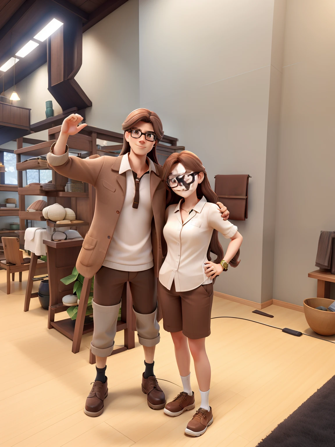 long light brown hair,modern glasses,mysterious gaze,massage,Japanese woman