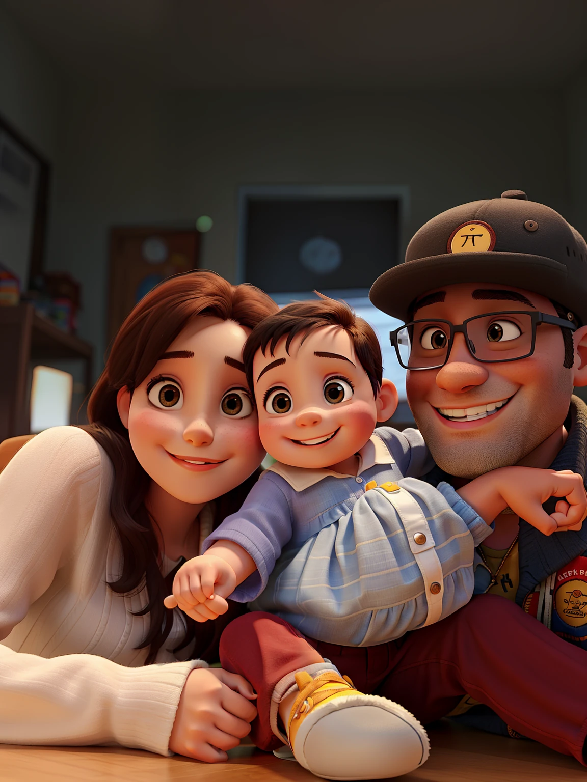 mommy, Baby and daddy together smiling