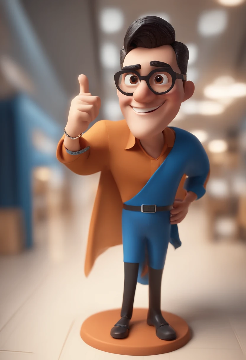 Cartoon character of a man with black glasses and a blue shirt, animation character, Caractere estilizado, animation style rendering, 3D estilizado, Arnold Maya render, 3 d render stylized, toon render keyshot, Personagem 3D, Personagem 3D, 3d rendering stylized, 3 d character render, personagem de desenho animado, Personagem de close up, Pose de personagem, (Estilo Pixar) (master part:1.2) (Bokeh) (best quality) (pele detalhada) (textura detalhada) (8k) (argila) (Cinematic lighting) (foco nítido