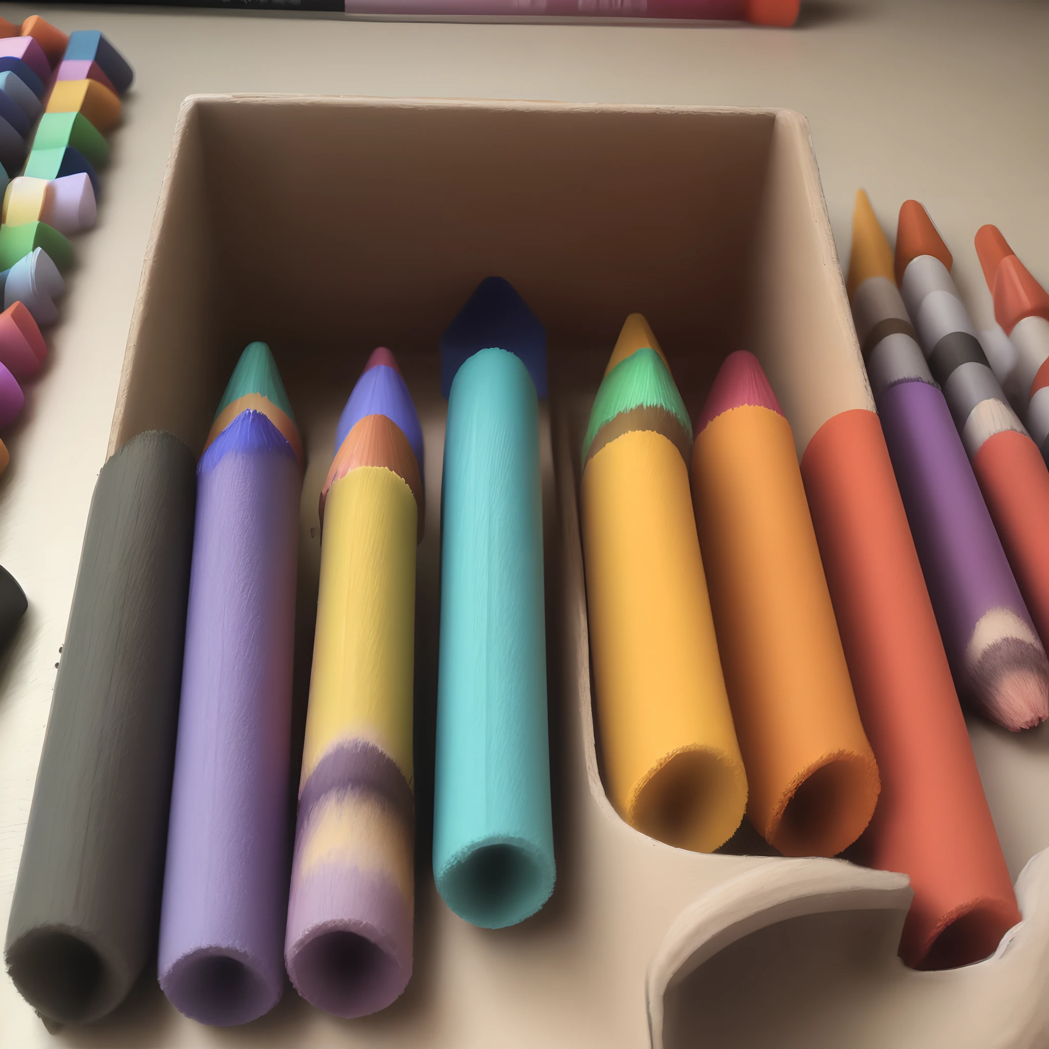 Crayon de couleurs dans une boite