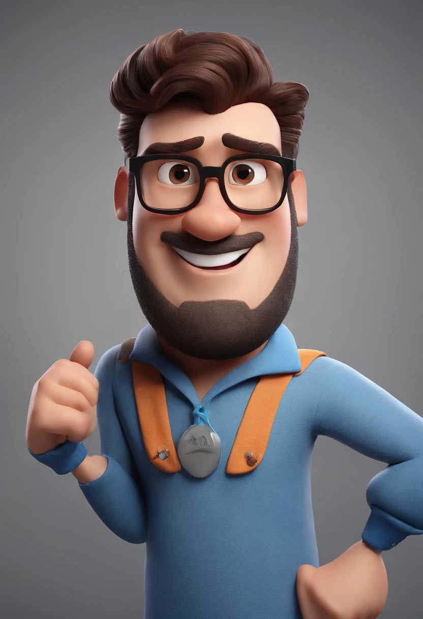 Cartoon character of a man with black glasses and a blue shirt, animation character, Caractere estilizado, animation style rendering, 3D estilizado, Arnold Maya render, 3 d render stylized, toon render keyshot, Personagem 3D, Personagem 3D, 3d rendering stylized, 3 d character render, personagem de desenho animado, Personagem de close up, Pose de personagem, (Estilo Pixar) (master part:1.2) (Bokeh) (best quality) (pele detalhada) (textura detalhada) (8k) (argila) (Cinematic lighting) (foco nítido