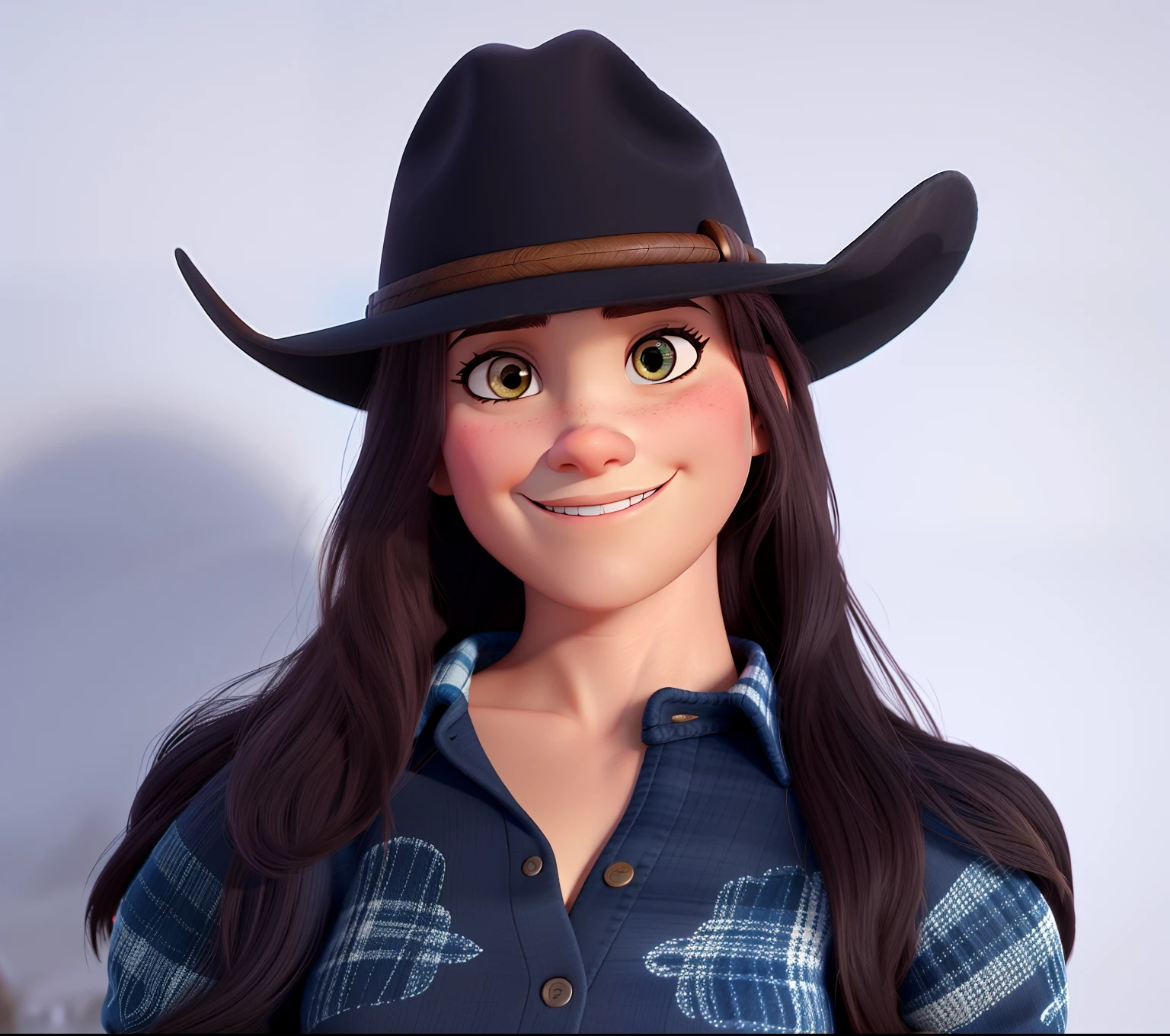 uma mulher cowboy estilo disney pixar, alta qualidade, muita qualidade