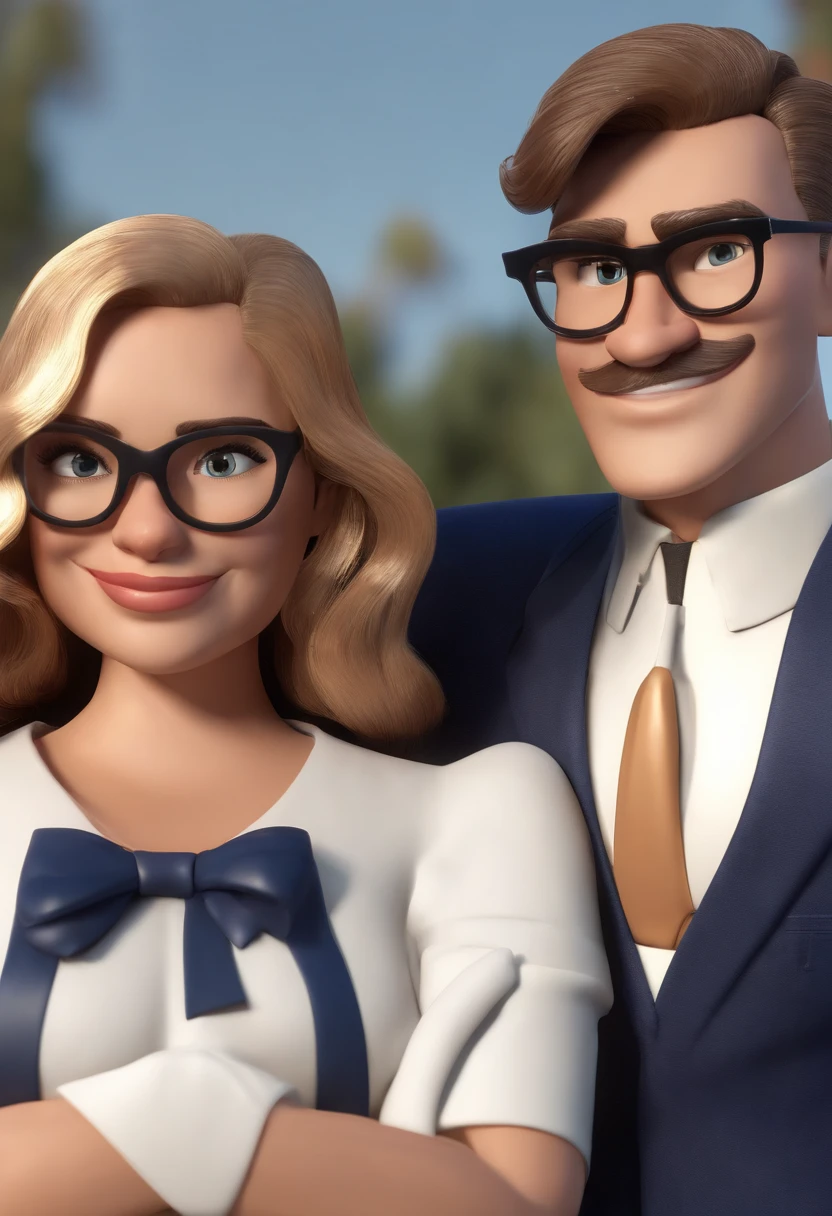 Cartoon character of a man wearing black glasses and a blue shirt, um personagem animado, Caractere estilizado, animation style rendering, 3D estilizado, Arnold Maya render, 3 d render stylized, toon render keyshot, Personagem 3D, Personagem 3D, 3d rendering stylized, 3 d character render, personagem de desenho animado, Personagem de close up, Pose de personagem, (Estilo Pixar) (master part:1.2) (Bokeh) (best quality) (pele detalhada) (textura detalhada) (8k) (argila) (Cinematic lighting) (foco nítido,Senta e vaza a parte superior do corpo