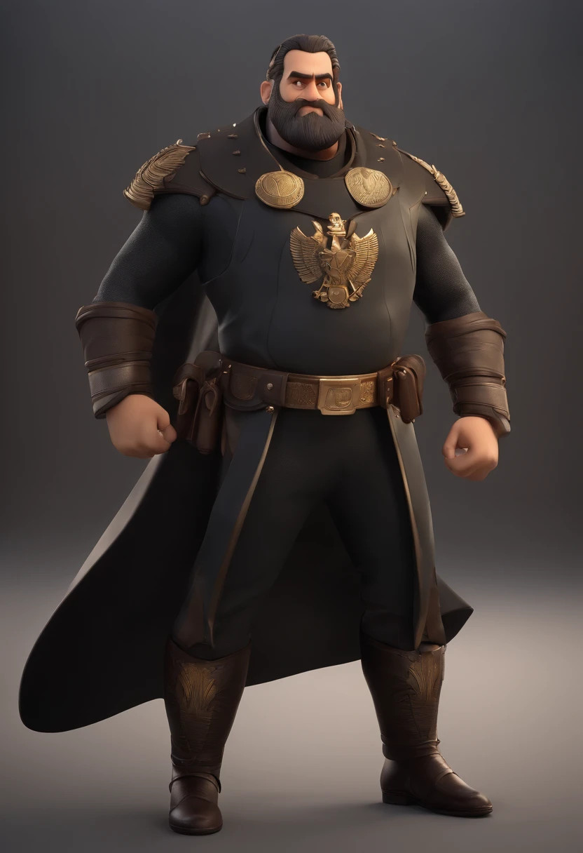 personagem dos desenhos animados de um homem com cabelos brancos do lado, barbas branca grandes,  Wearing a Black Uniform with Medals Animation Character, Character's name is Marechal Deodoro da Fonseca Stylized character, animation style rendering, 3D estilizado, Arnold Maya render, 3 d render stylized, toon render keyshot, Personagem 3D, Personagem 3D, 3d rendering stylized, 3 d character render, personagem de desenho animado, Personagem de close up, Pose de personagem,  (Estilo Pixar) (master part:1.2) (Bokeh) (best quality) (pele detalhada) (textura detalhada) (8k) (argila) (Cinematic lighting) (foco nítido