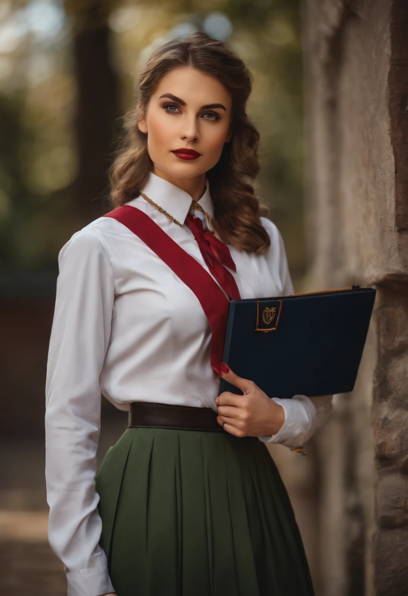 woman wearing female uniform with skirt europe school