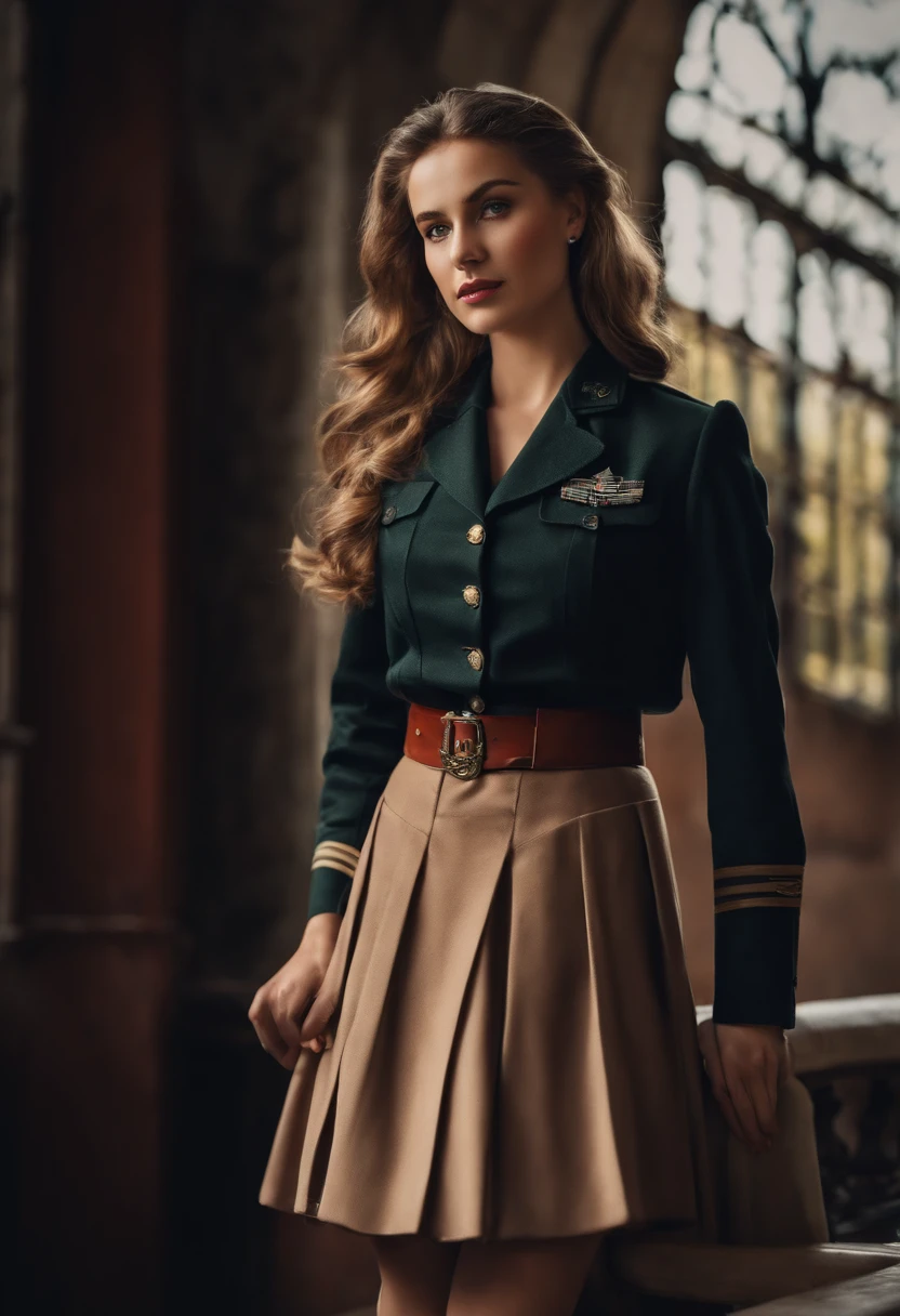 woman wearing female uniform with skirt europe school