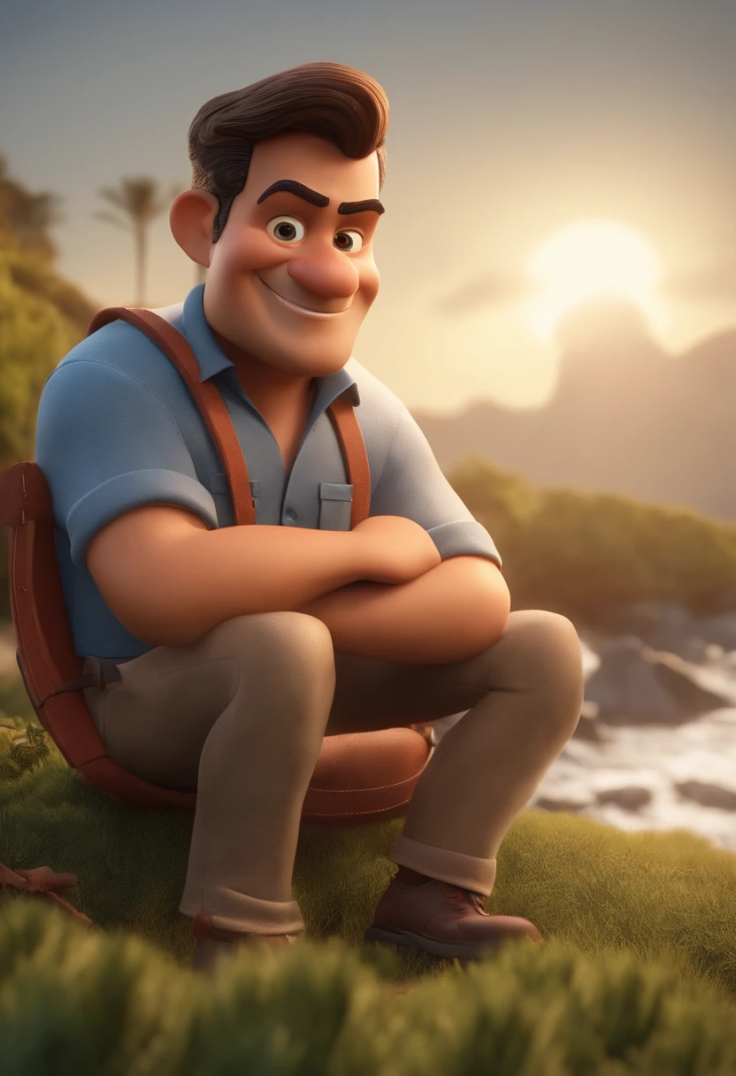 personagem dos desenhos animados de um homem com cabelo castanho, palito preto e gravata vermelha, Standing, Assembly Background Animation Character, Caractere estilizado, animation style rendering, 3d estilizado, Arnold Maya render, 3d stylized rendering, Keyshot toon rendering, Personagem 3D, Personagem 3D, stylized 3d rendering, 3D character rendering, personagem de desenho animado, Personagem de close up, Pose do personagem, (Estilo Pixar) (master part:1.2) (Bokeh) (melhor qualidade) (pele detalhada) (textura detalhada) (8k) (argila) (Cinematic lighting) (foco nítido