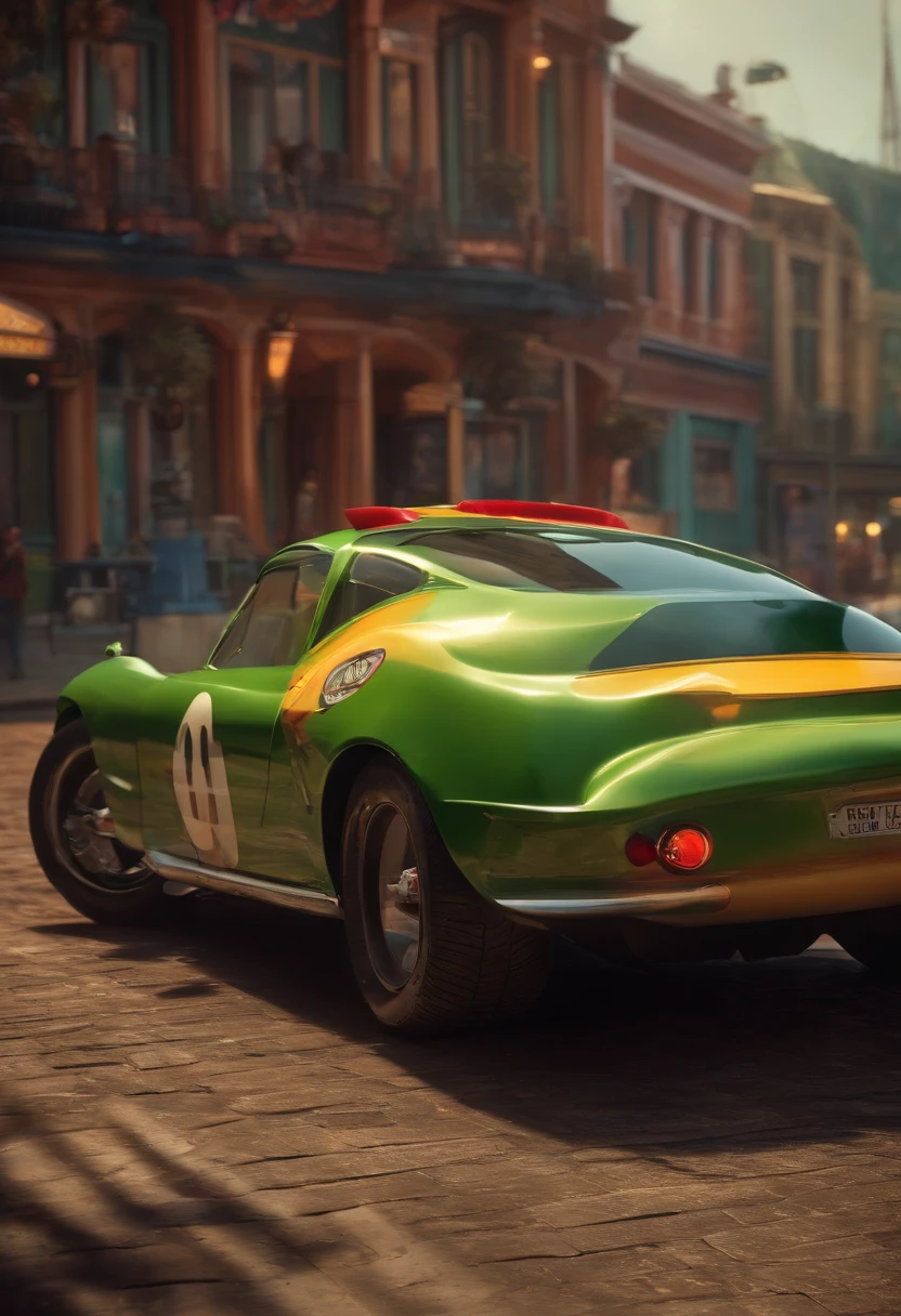 Transformar em imagem estilo Pixar, de fundo uma loja grande escrito na placa "cjs motoweb"