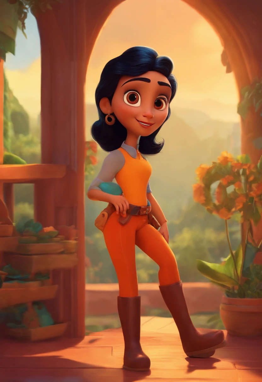 Criar um personagem no estilo pixar dentro de um jaleco. personagem morena