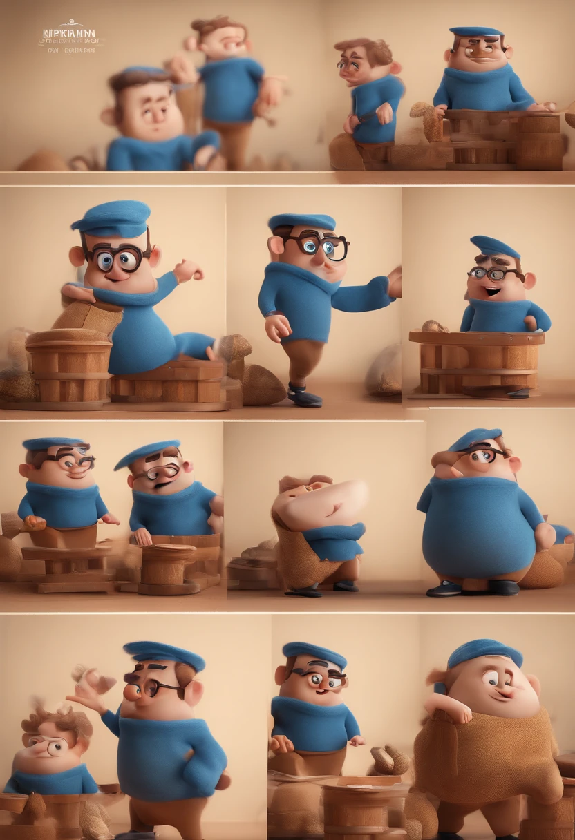 Cartoon character of a man with black glasses and a blue shirt, animation character, Caractere estilizado, animation style rendering, 3D estilizado, Arnold Maya render, 3 d render stylized, toon render keyshot, Personagem 3D, Personagem 3D, 3d rendering stylized, 3 d character render, personagem de desenho animado, Personagem de close up, Pose de personagem, (Estilo Pixar) (master part:1.2) (Bokeh) (best quality) (pele detalhada) (textura detalhada) (8k) (argila) (Cinematic lighting) (foco nítido