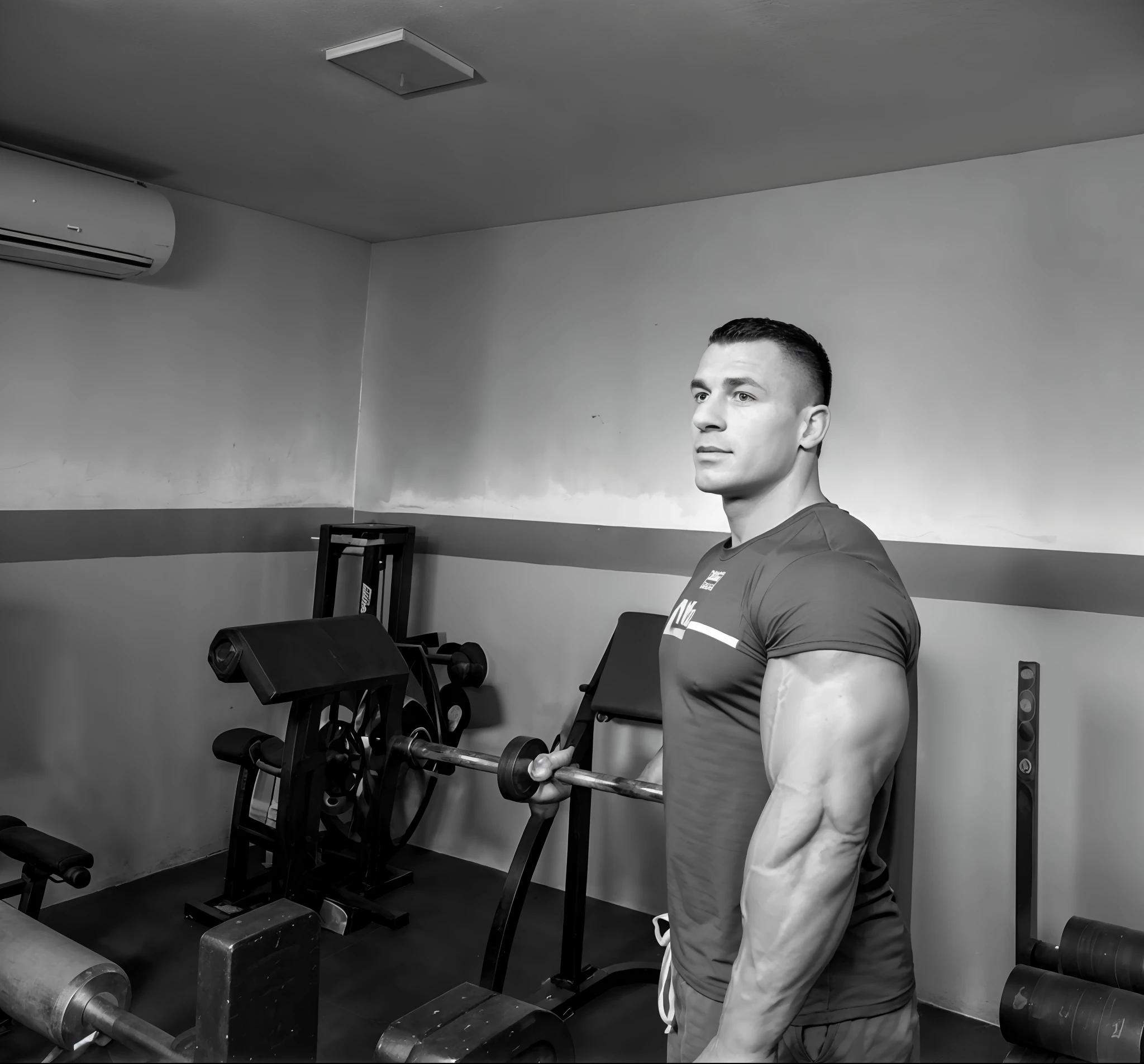 arafed man in a gym with a barbell in his hand, Fisiculturista Ernest Khalimov, Corpo de Ernest Khalimov, Directed by: Alexander Fedosav, by Hristofor Žefarović, Directed by: Mirko Rački, Big biceps, Alexey Gurylev, big arms, inspirado em Viktor Oliva, Bogdan Rezunenko
