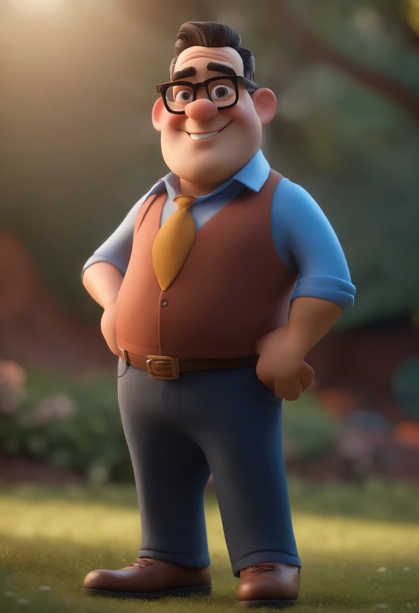 Cartoon character of a man with black glasses and a blue shirt, animation character, Caractere estilizado, animation style rendering, 3D estilizado, Arnold Maya render, 3 d render stylized, toon render keyshot, Personagem 3D, Personagem 3D, 3d rendering stylized, 3 d character render, personagem de desenho animado, Personagem de close up, Pose de personagem,  (Estilo Pixar) (master part:1.2) (Bokeh) (best quality) (pele detalhada) (textura detalhada) (8k) (argila) (Cinematic lighting) (foco nítido