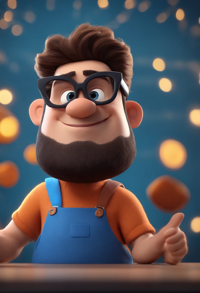 Cartoon character of a man with black glasses and a blue shirt, animation character, Caractere estilizado, animation style rendering, 3D estilizado, Arnold Maya render, 3 d render stylized, toon render keyshot, Personagem 3D, Personagem 3D, 3d rendering stylized, 3 d character render, personagem de desenho animado, Personagem de close up, Pose de personagem,  (Estilo Pixar) (master part:1.2) (Bokeh) (best quality) (pele detalhada) (textura detalhada) (8k) (argila) (Cinematic lighting) (foco nítido