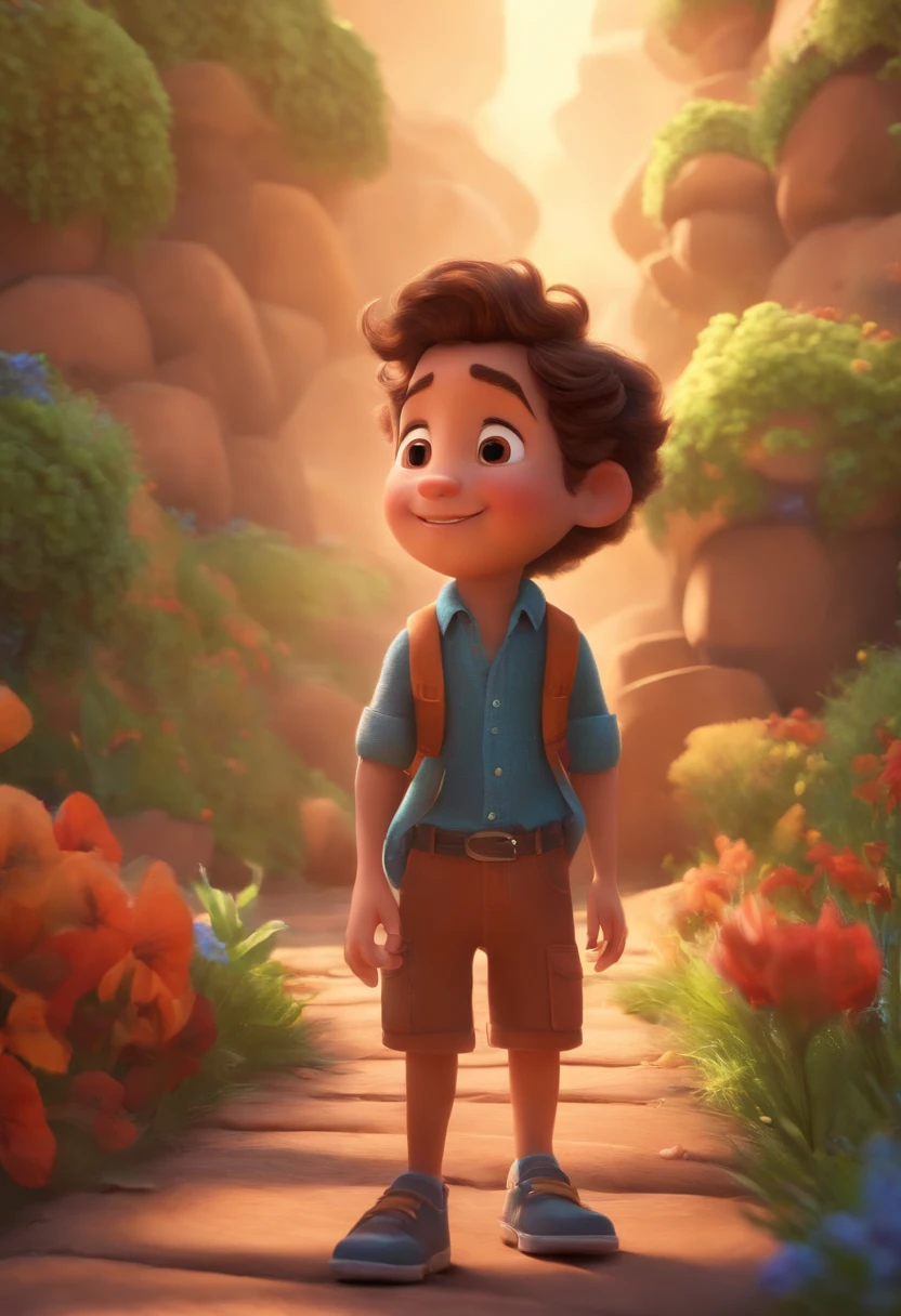 Image of a boy for a story in a YouTube video in Pixar format, He's the allabester, He's the class leader, He's outgoing, Playful and gets up for a lot of things, cabelo curto