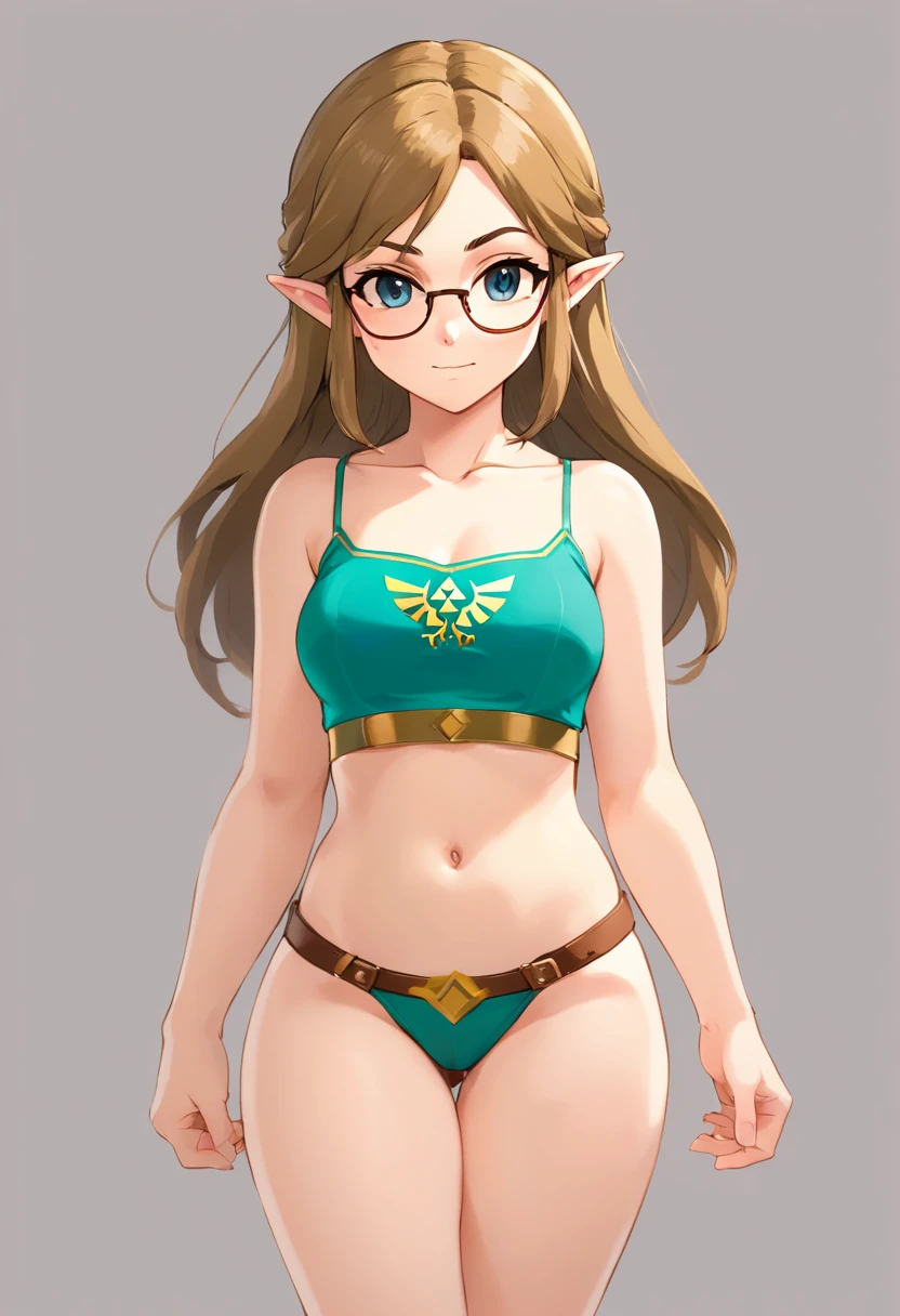 1girl, very slutty girl, slutty low rise jeans, exposed ass, tee shirt, midriff, brown hair, dark blonde high lights, full body, rimless glasses, light freckles, big thicc ass, thin, plain white background, standing, (naked:1.3), open mouth, scared face, arched back, lusty expression, close up