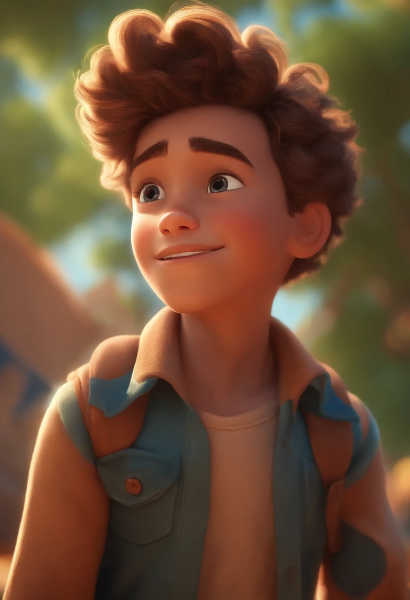 Image of a boy for a story in a YouTube video in Pixar format, He's the allabester, He's the class leader, He's outgoing, Playful and gets up for a lot of things