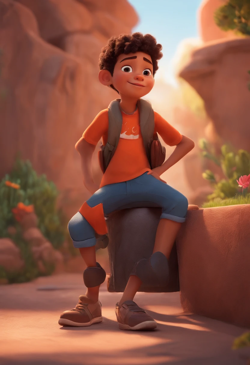 Image of a boy for a story in a YouTube video in Pixar format, He's the little allabester, He's the class leader, He's outgoing, Playful and gets up for a lot of things