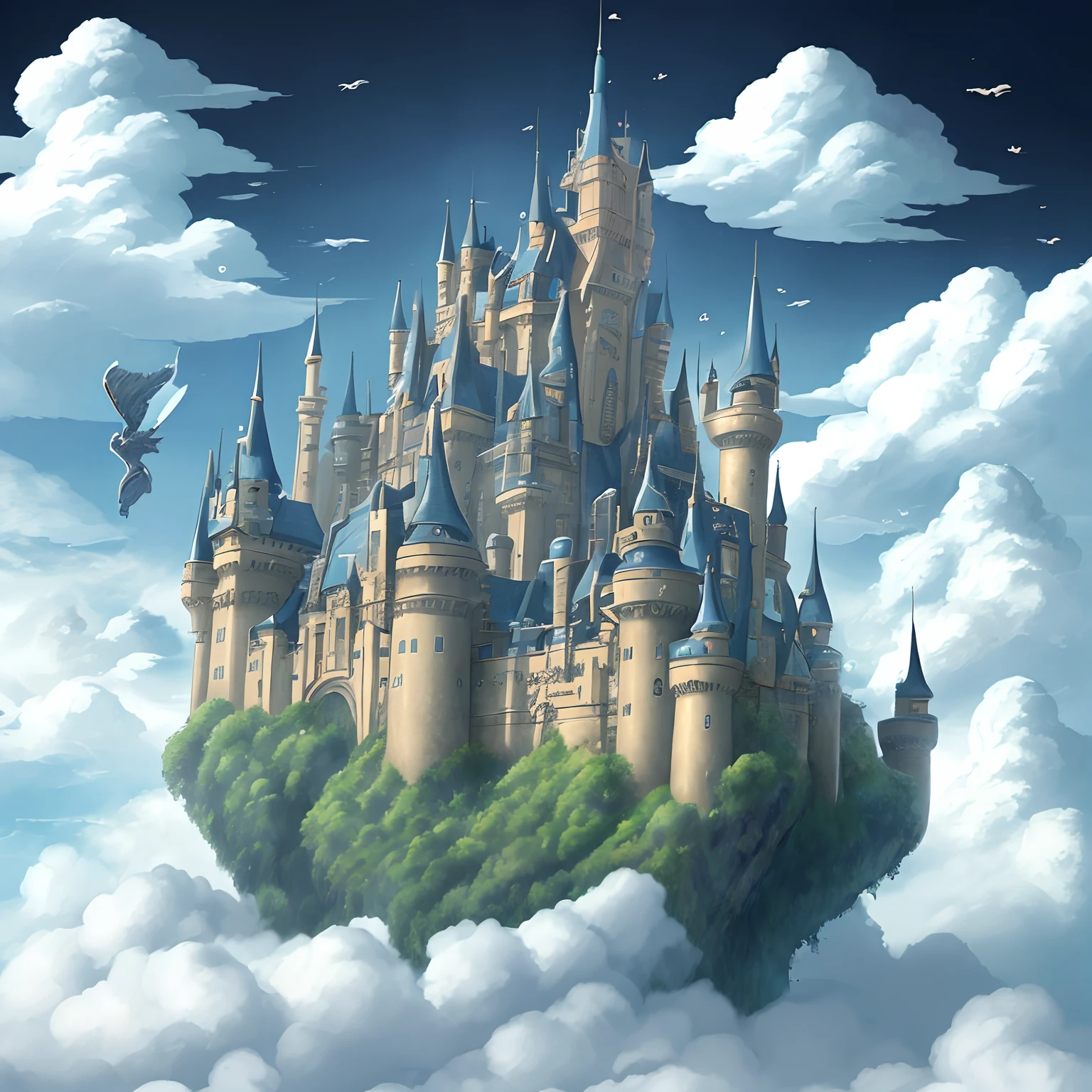 Deities々Castle in the Sky、Castle in the Sky、Flying Castle、Castle in the Sky、Castle of Glory、Castle above the clouds、The tree々A lush castle surrounded by