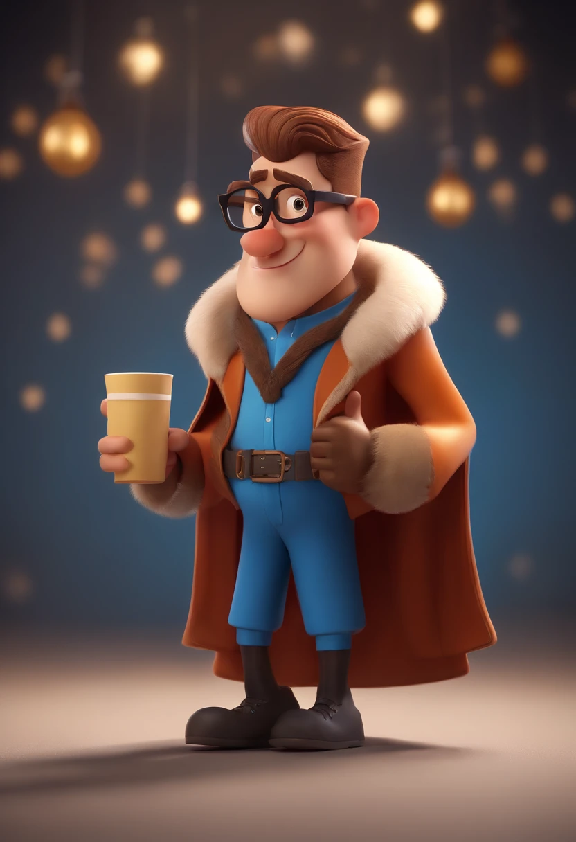 Cartoon character of a man wearing black glasses and a blue shirt, um personagem animado, Caractere estilizado, animation style rendering, 3D estilizado, Arnold Maya render, 3 d render stylized, toon render keyshot, Personagem 3D, Personagem 3D, 3d rendering stylized, 3 d character render, personagem de desenho animado, Personagem de close up, Pose de personagem, (Estilo Pixar) (master part:1.2) (Bokeh) (best quality) (pele detalhada) (textura detalhada) (8k) (argila) (Cinematic lighting) (foco nítido,Senta e vaza a parte superior do corpo